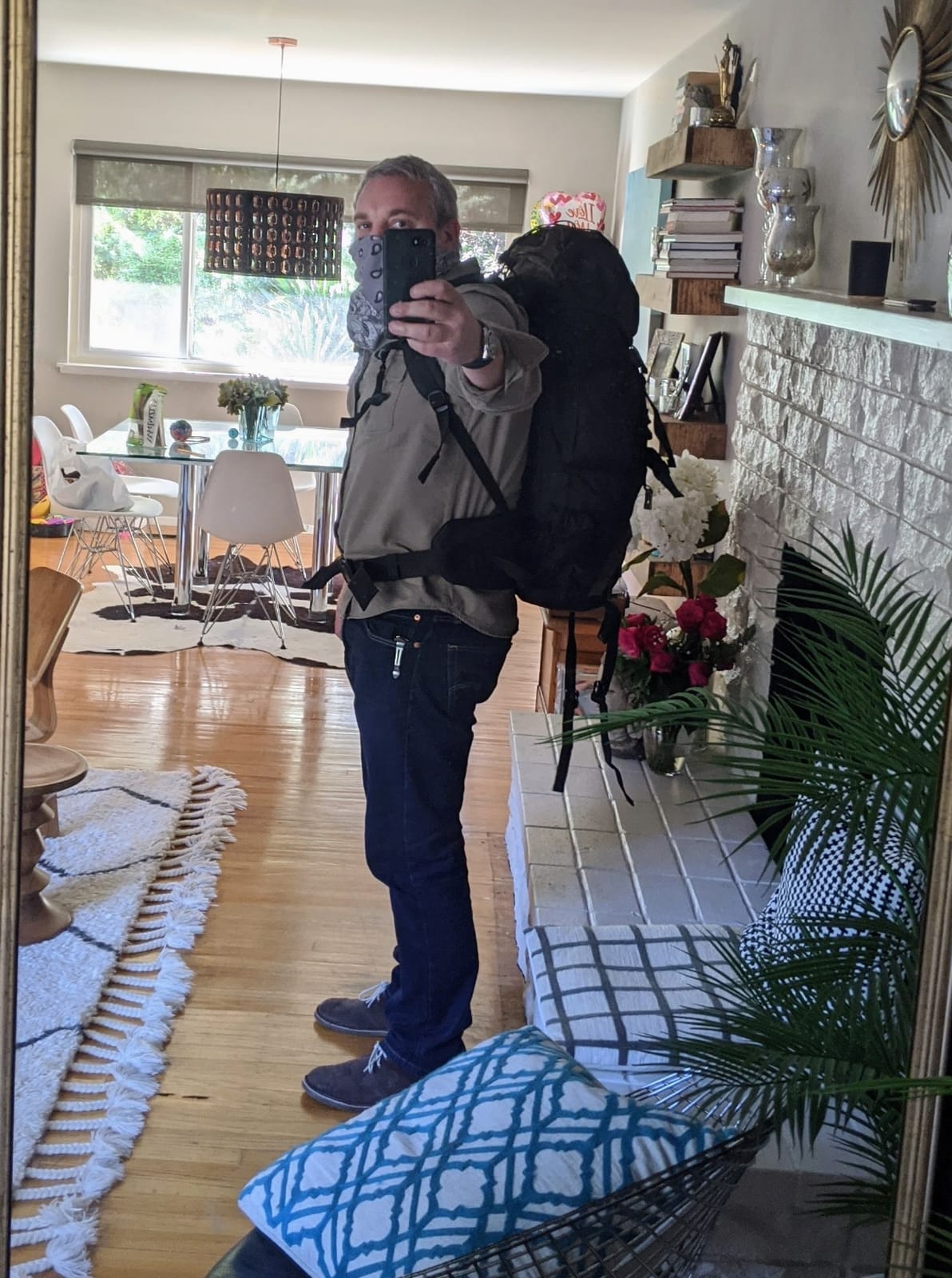 Teton 55L Scout Internal Frame Backpack for Hiking, Camping, Backpacking, Travel, Rain Cover Included, Olive customer photo 1