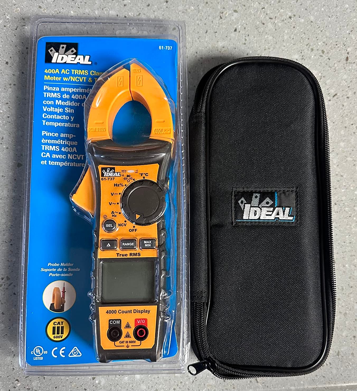 IDEAL INDUSTRIES INC. 61-737 Digital AC Clamp Multi Meter 400 Amp 600-Volt, Red Electrical Clamp Meter, CAT III 600V | 0-400A AC, 0-600V AC/DC, TRMS, NCV, Diode Testing, Backlit Display, Probe Holder customer photo 1