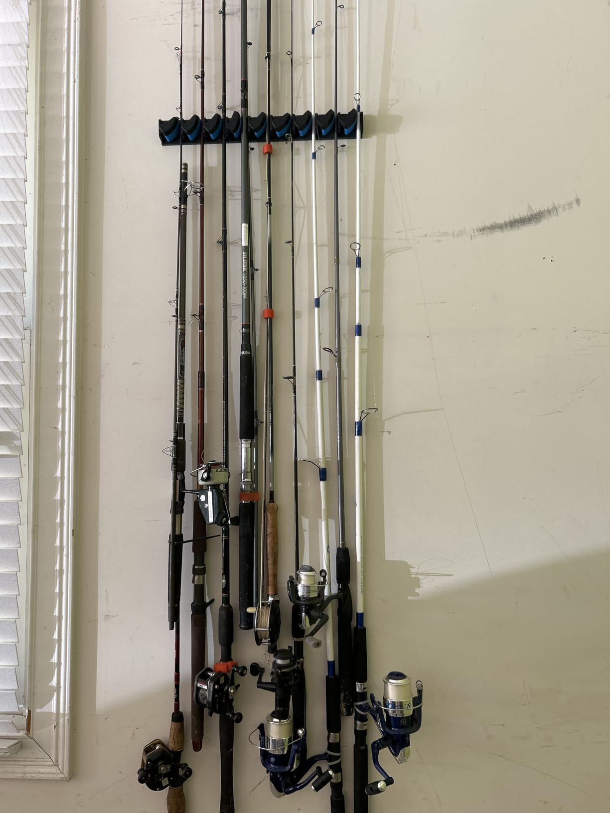 PLUSINNO V9 Vertical Fishing Rod Holder, Wall Mounted Fishing Rod Rack, Holds Up to 9 Rods or Combos customer photo 2