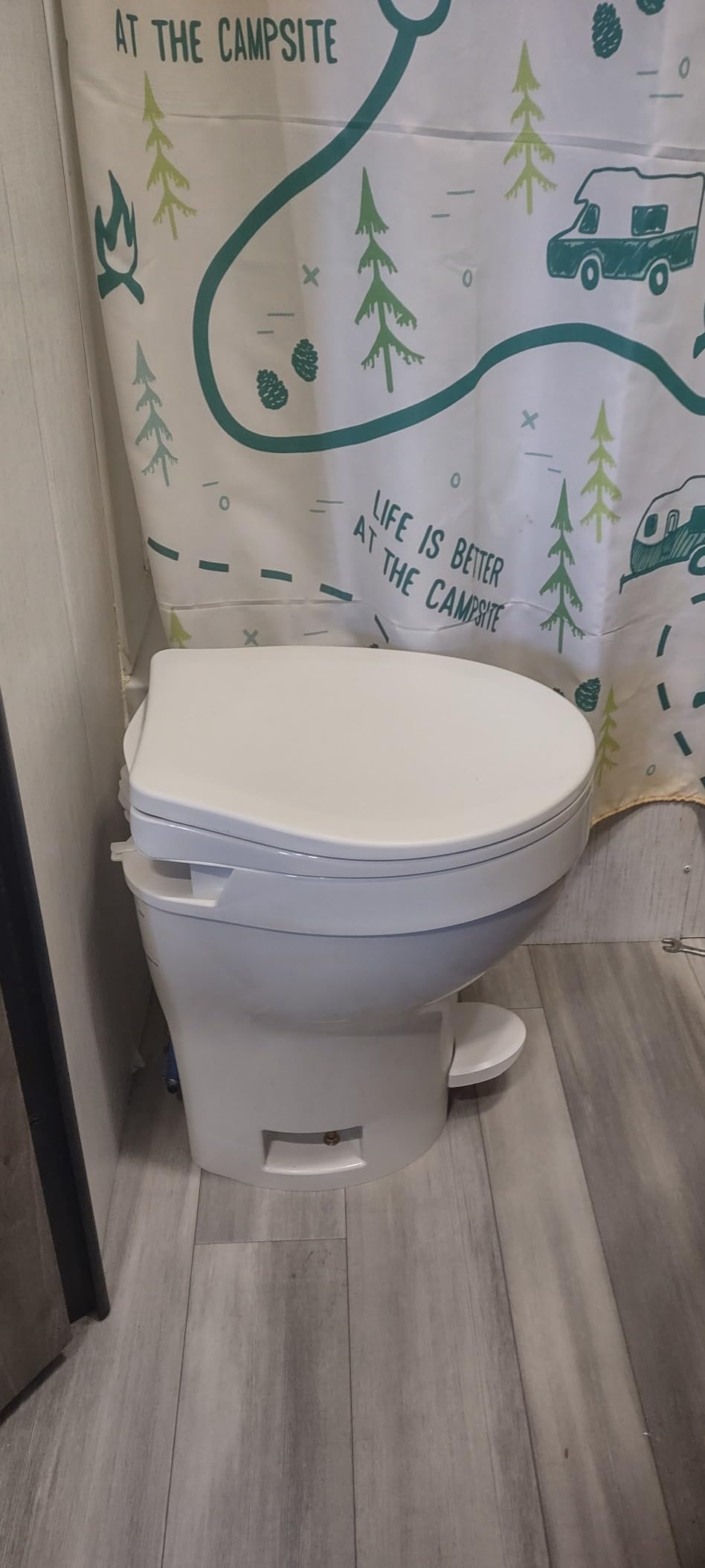 Thetford Aqua-Magic VI High Profile, White | Space-saving design, easy installation, foot flush, Residential sized SloClose seat, deepest toilet bowl available for RVs customer photo 2