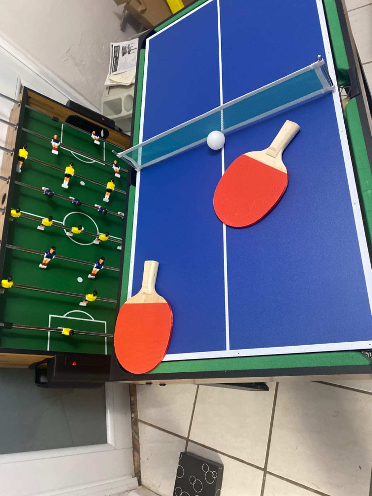 SereneLife Full Size Ping Pong Table, 9' x 5' Regulation Fold-Flat Table Tennis Table, Hinged Panels for SUV Transport and Easy Storage, Portable Space-Saving Design, Net & Post Set Included customer photo 2