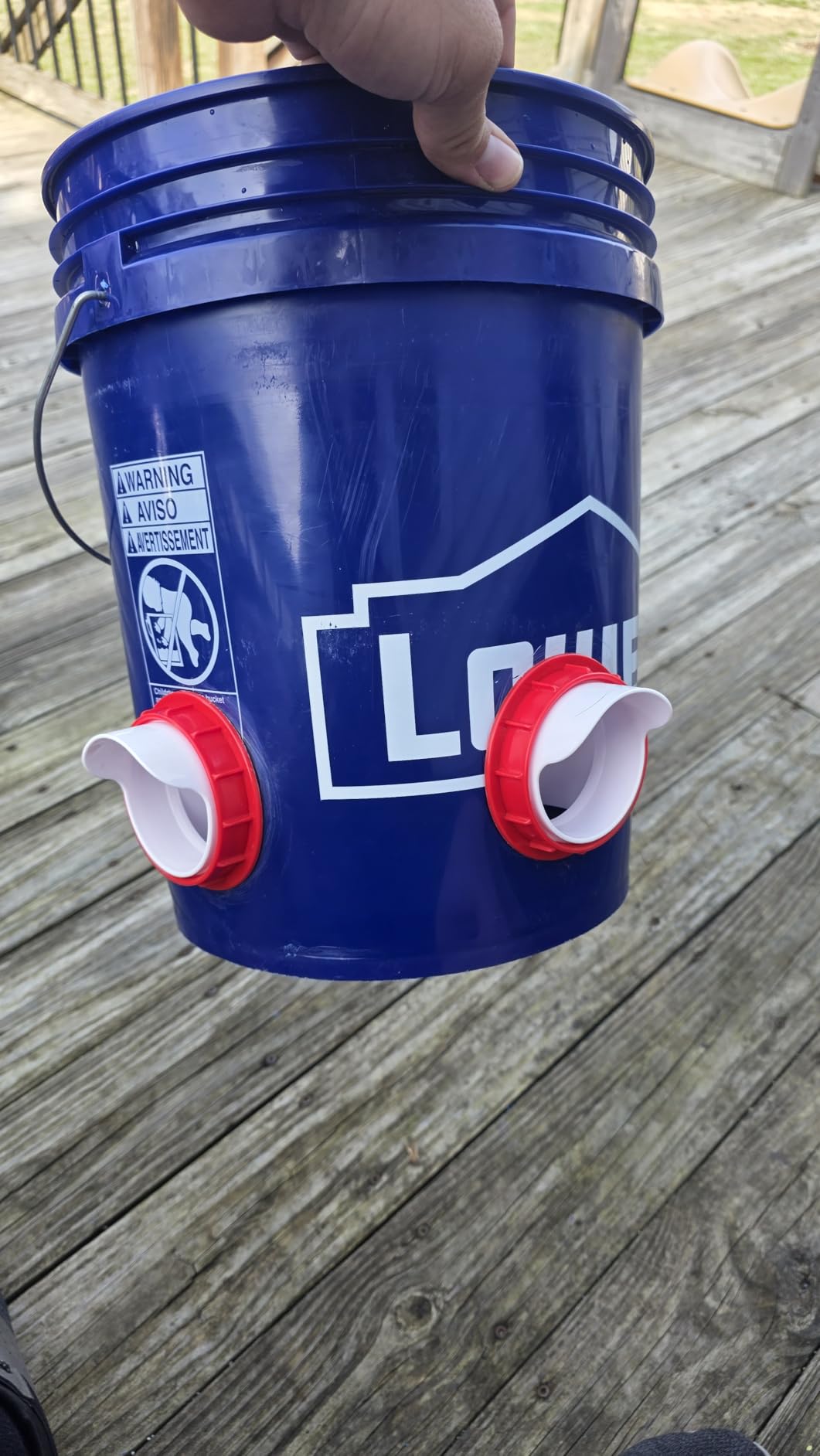 Chicken Feeders No Waste, DIY Automatic Poultry Feeder - 6 Ports Red | Buckets Barrels Bins Troughs-mountable Design for common Breeds of Chicken Flock with Hole Saw customer photo 1