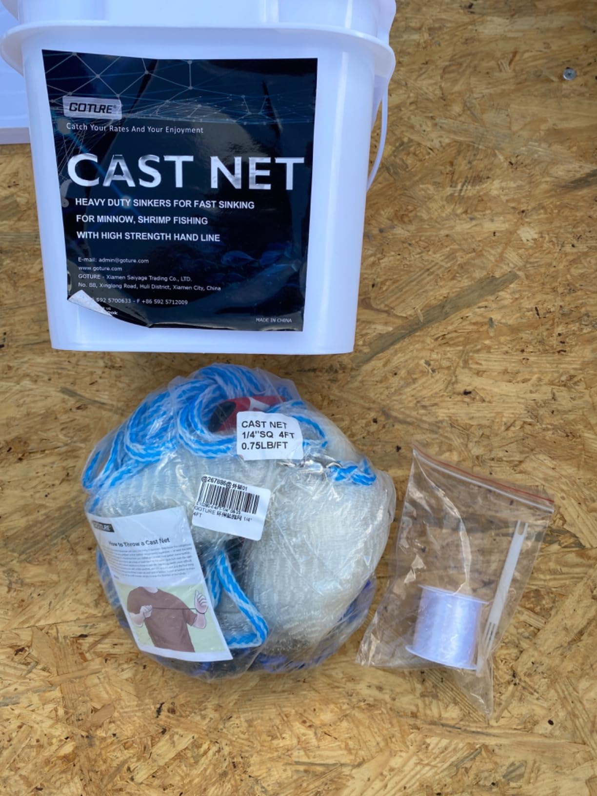 Goture American Fishing Cast Net 1/4in 3/8in Mesh Size 3ft-12ft Radius | Casting Net Freshwater Saltwater for Bait Fish Shrimp Trap, Throw Fishing Castnet, Includes Needle Shuttle, Storage Box customer photo 1
