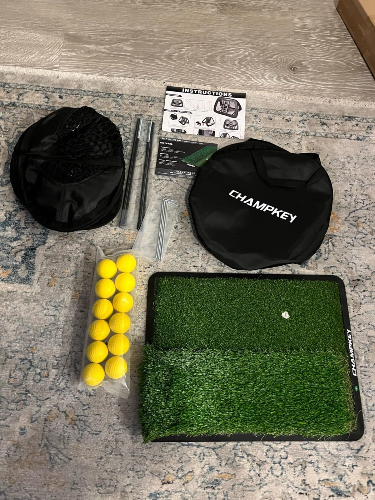 CHAMPKEY Double-Sided Golf Chipping Net with Mat and 12 Foam Balls - Professional Golf Practice Net Ideal for Indoor and Outdoor Training customer photo 2