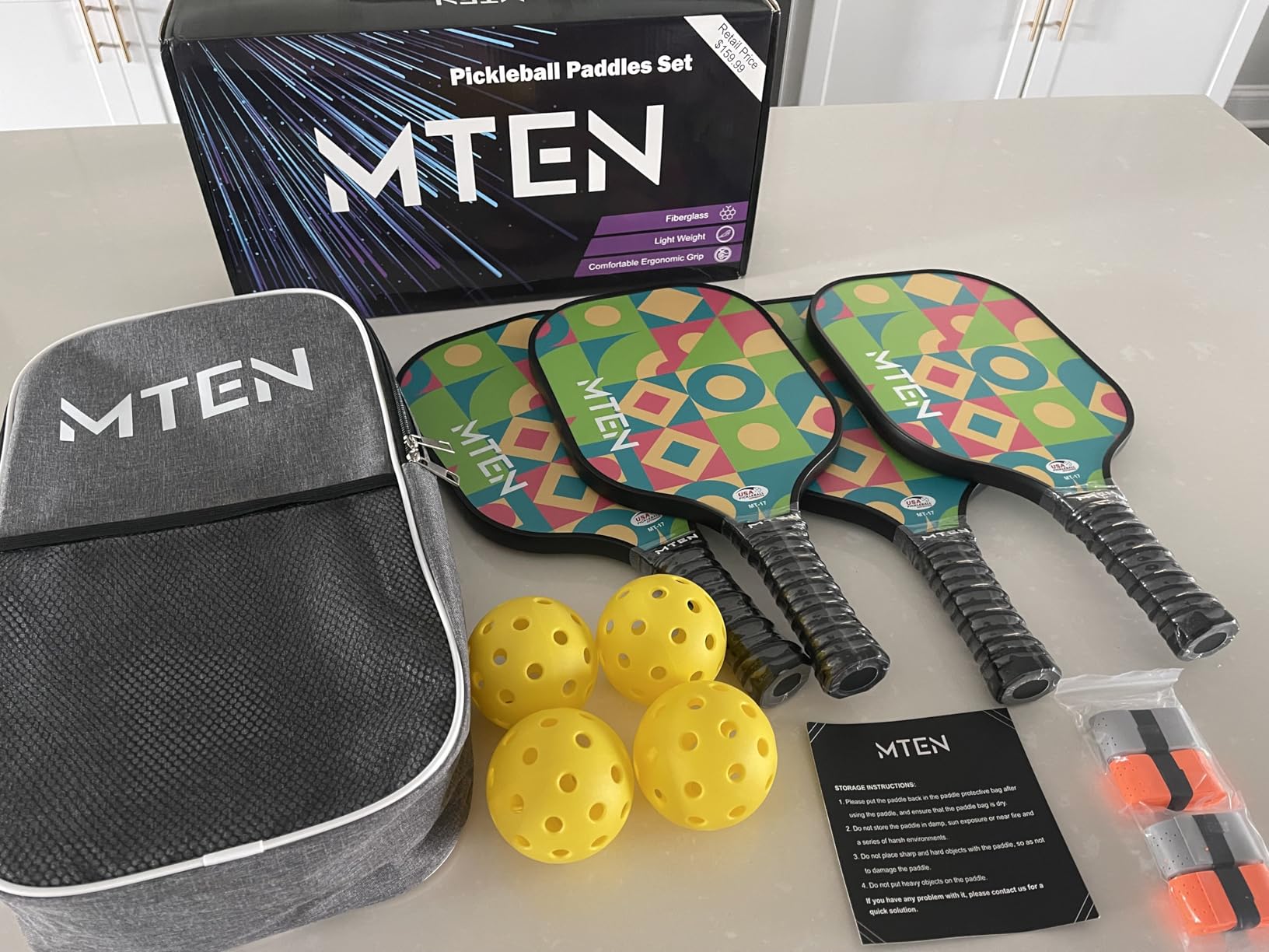MTEN Pickleball Paddles Set of 2/4/1, USAPA Approved Fiberglass Rackets customer photo 2