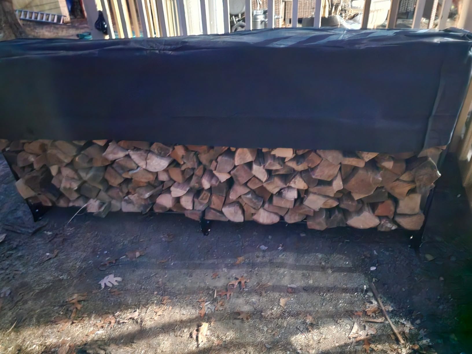 VEVOR 12.7FT Outdoor Firewood Rack with Cover, 152x14.2x46.1in, Heavy Duty Firewood Holder & 600D Oxford Waterproof Cover for Fireplace, Patio, Indoor/Outdoor Log Storage Rack for 3/4 Cord of Firewood customer photo 1