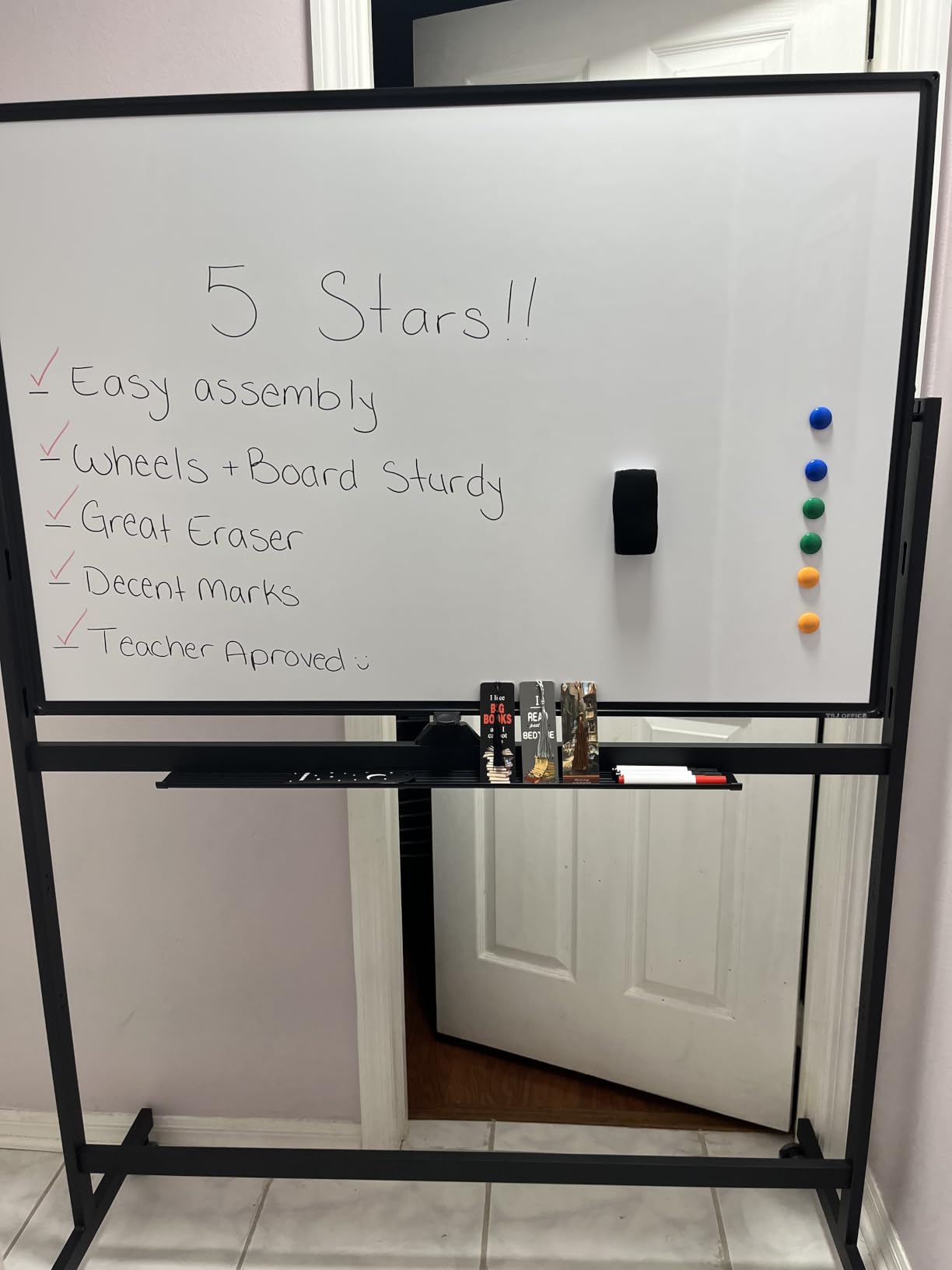 Large Rolling Whiteboard - Dry Erase Magnetic 48 x 32 Inches White Board Height Adjust Double Sides Mobile Portable Easel on Wheels customer photo 1