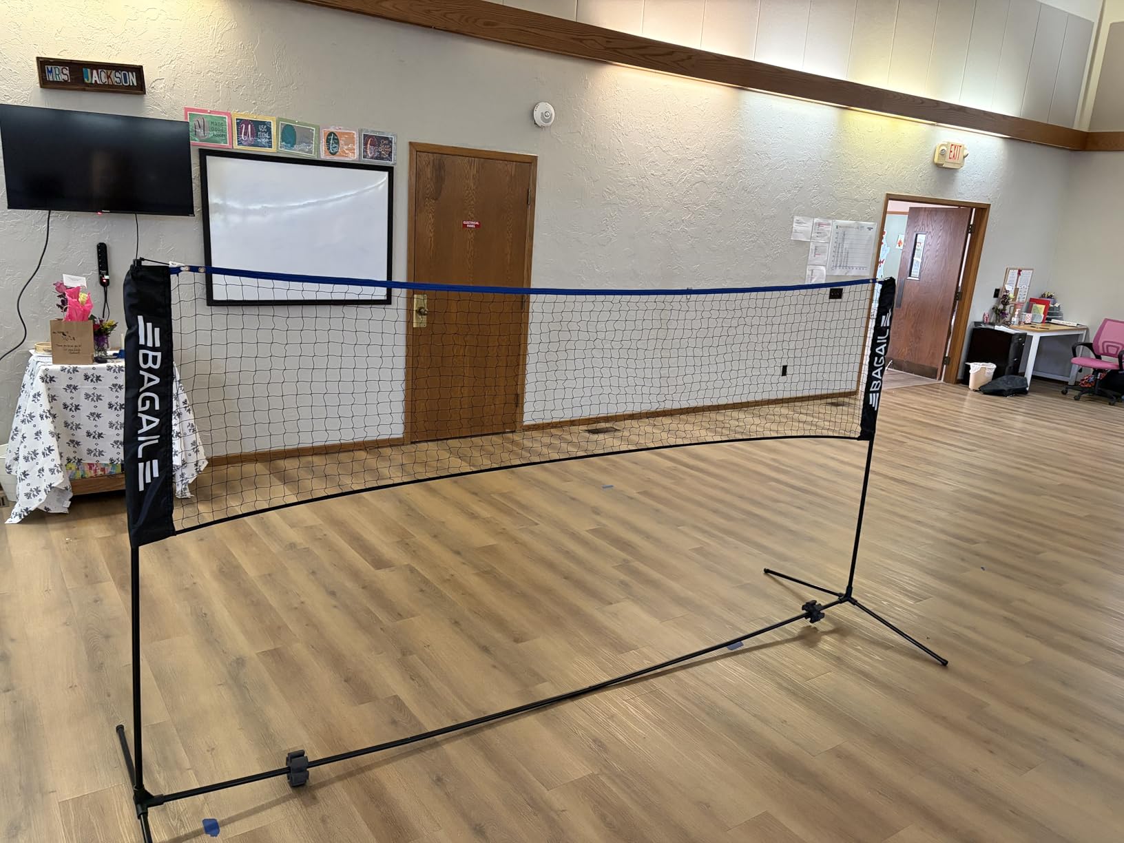 BAGAIL Badminton Net, Height Adjustable Kids Volleyball Net, Foldable Nylon Net 10 ft/14ft/17ft Wide, Tennis Net, Small Pickleball Net for Backyard Game and Indoor Outdoor Use, Easy Setup customer photo 2