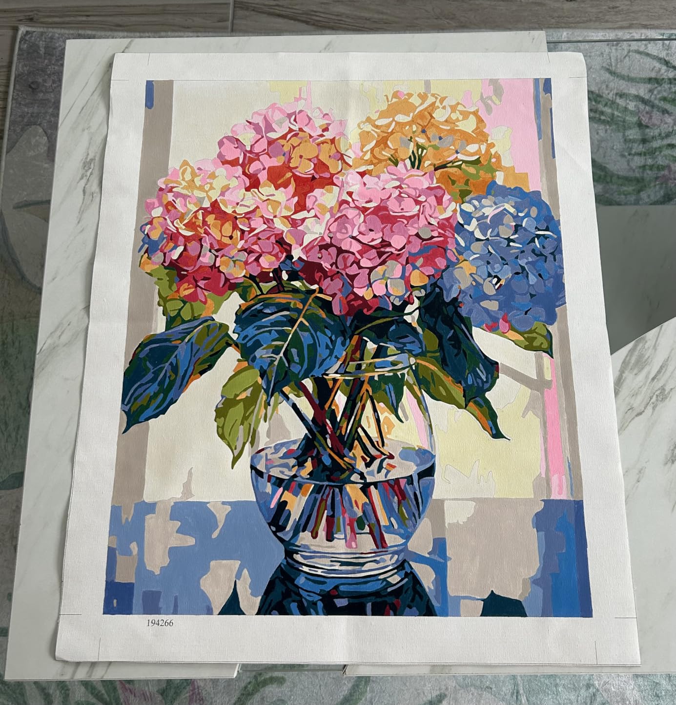 Tucocoo Hydrangea in Glass Vase Window Landscape Paint by Numbers for Adults Beautiful Flower DIY Paint by Numbers Acrylic Paint Canvas Colorful Flowers Painting Kits Art 16x20 Inch (Without Frame) customer photo 2