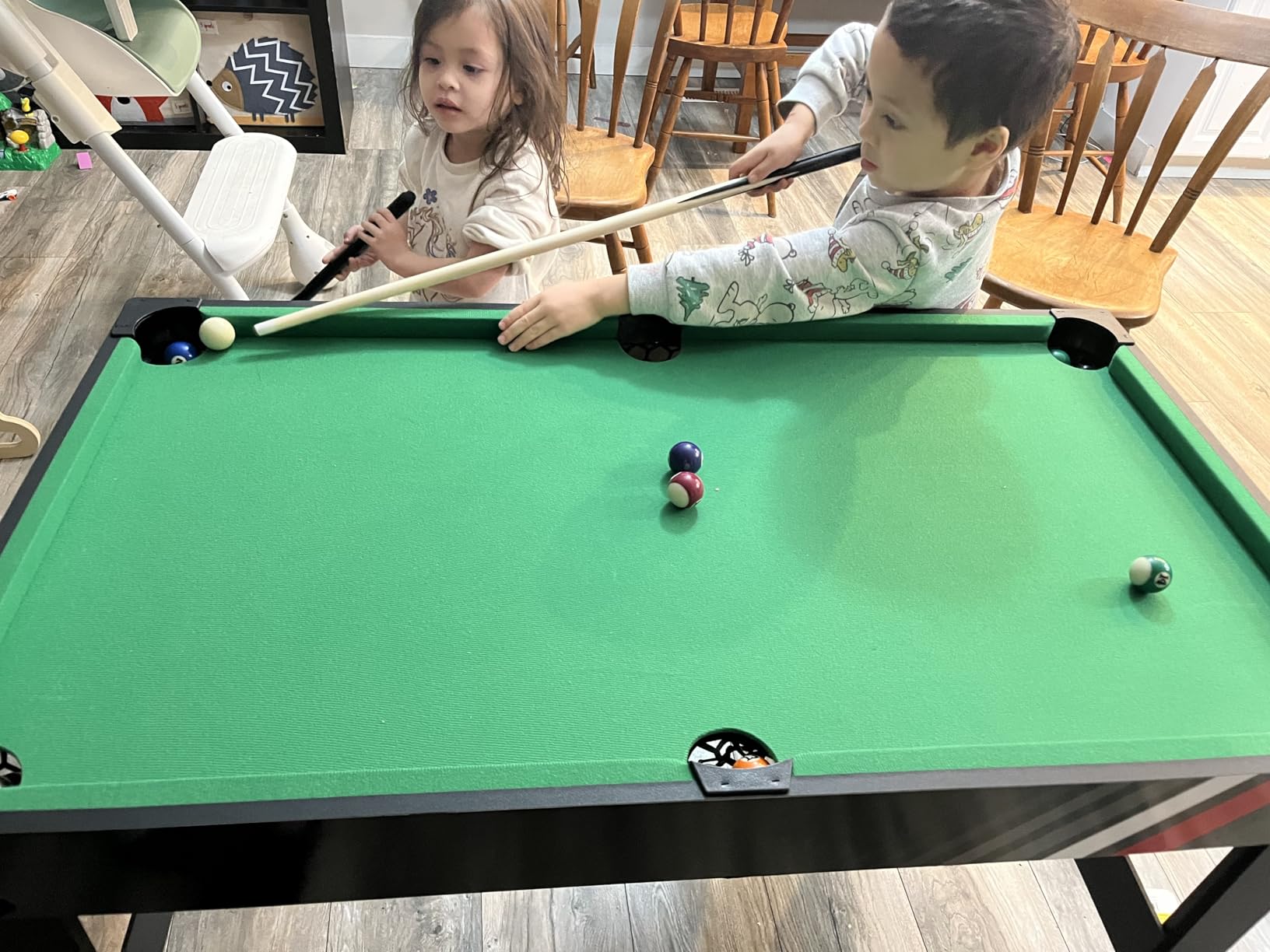 Goplus 4-in-1 Combination Game Table, 49'' Multi Game with Soccer, Air Hockey, Billiards, Pingpong Tabletop, Foosball, Pool Table for Home, Family Night, Adult Kids Gifts customer photo 2
