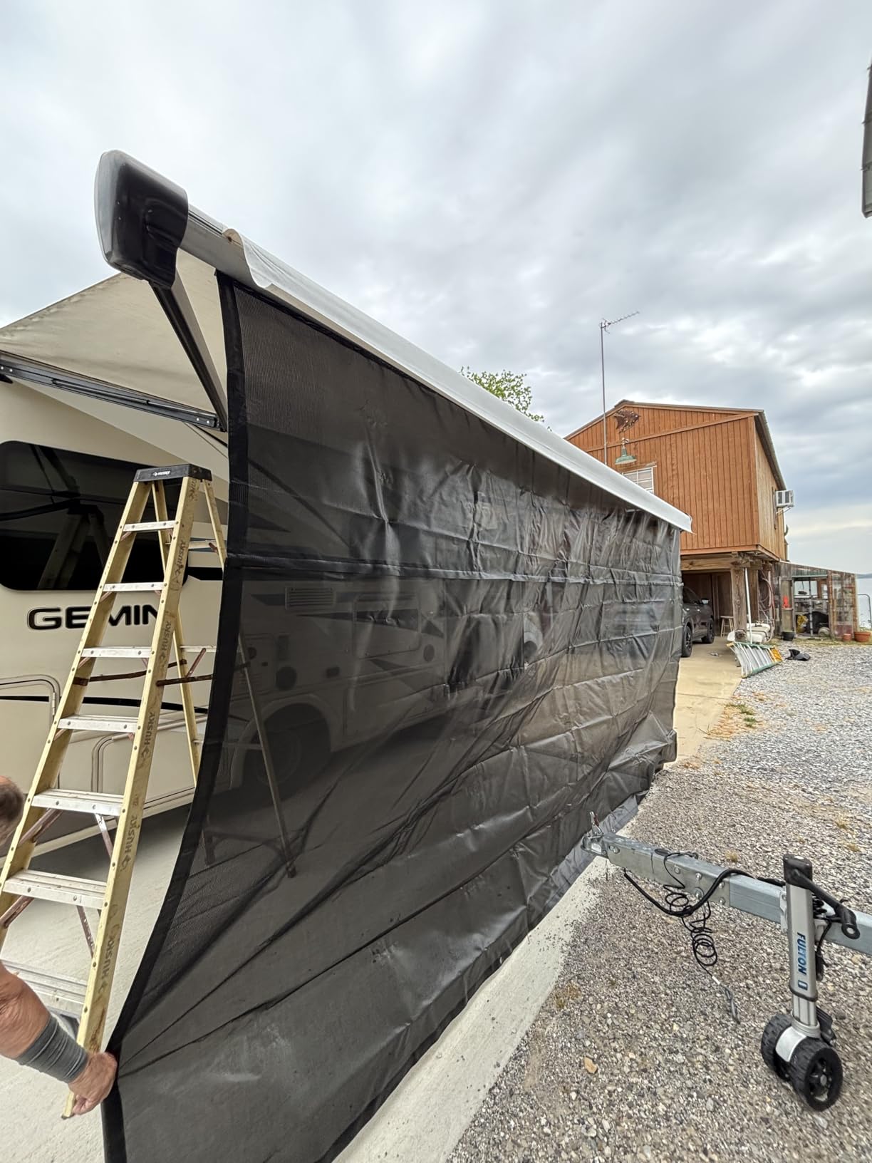 RV Awning Sun Shade Screen 8'x17'3'' (Fit for 18' Awning), Black Mesh Shade Screen with Zipper, Universal Trailer Camper Awning Screen with Complete Kits customer photo 1