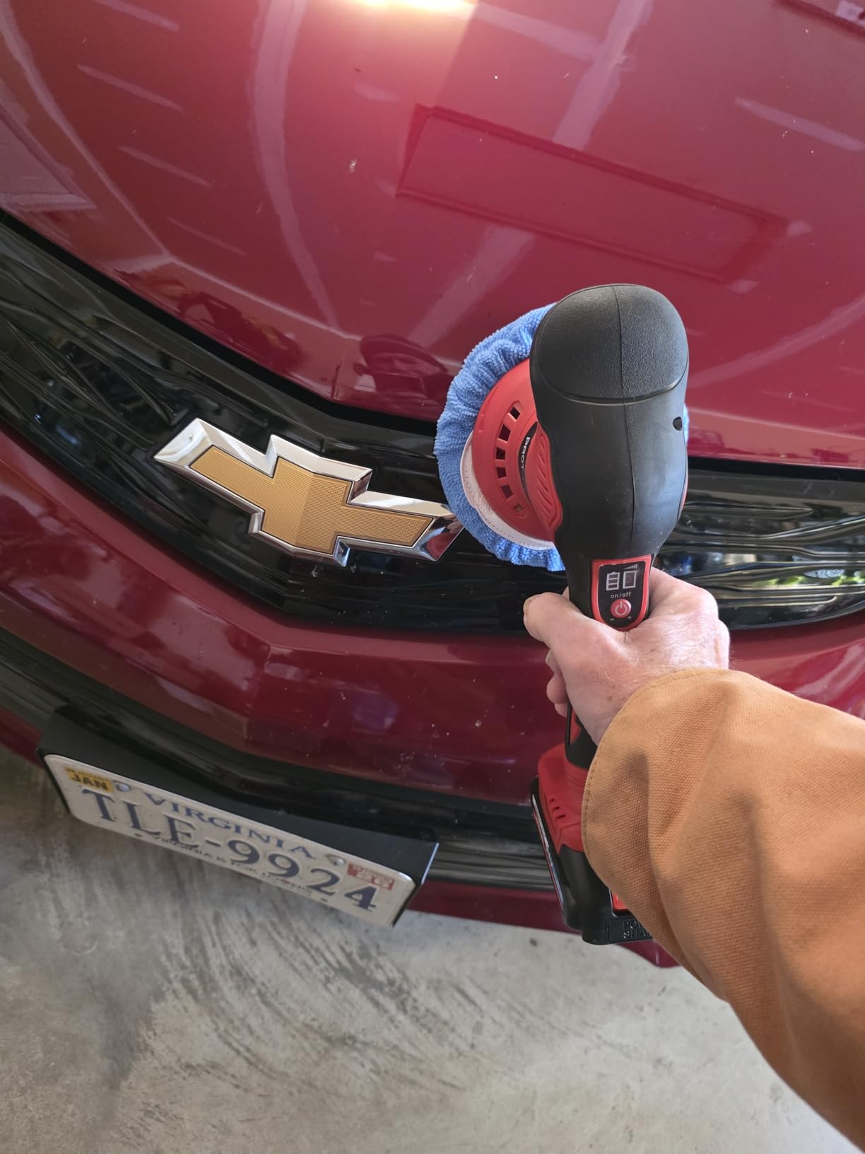 Protmex Cordless Car Buffer Polisher w/ 2x2000mAh 21V Batteries, Orange customer photo 2