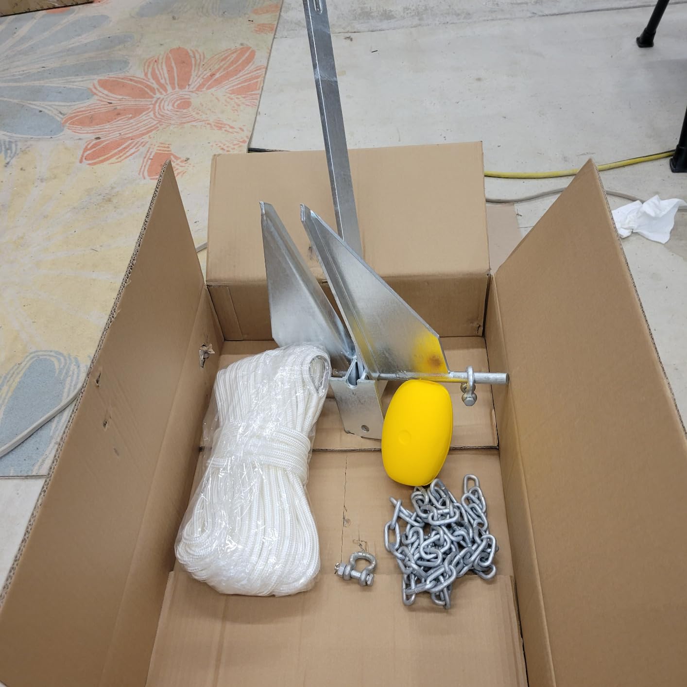 Boat Anchor Kit with Float, Chain & Rope, Hot-Dipped Galvanized Steel Fluke Anchor Helps Prevent Rope Scratches & Propeller Tangles, 4.5/8.8/13/17.6 LB Sizes customer photo 1