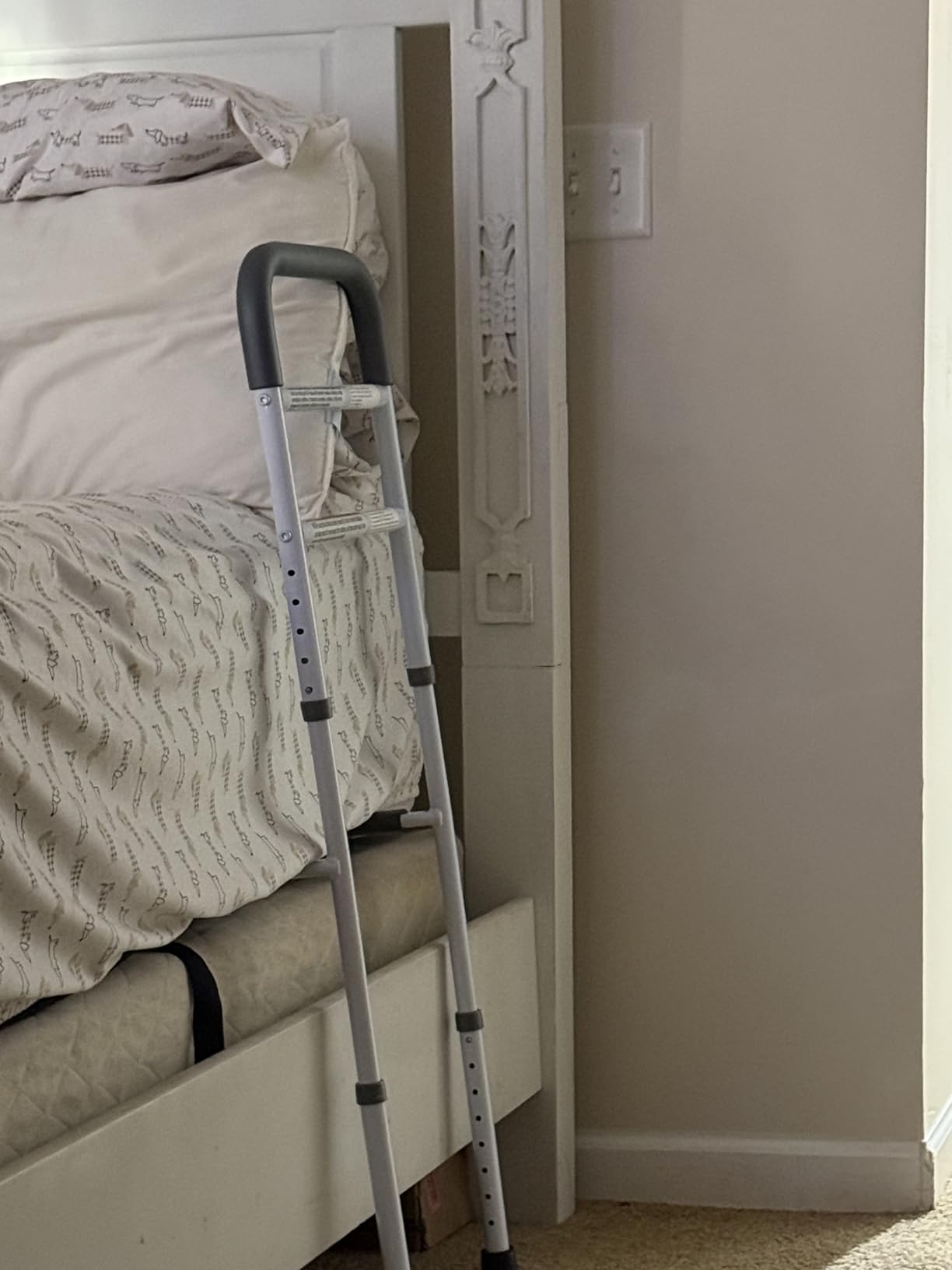 Panta Bed Rails for Elderly Adults Safety,Grey | ASTM F3186-17, foam-padded handle, support legs, fixing strap, storage bag, fits twin/full/queen/king customer photo 2