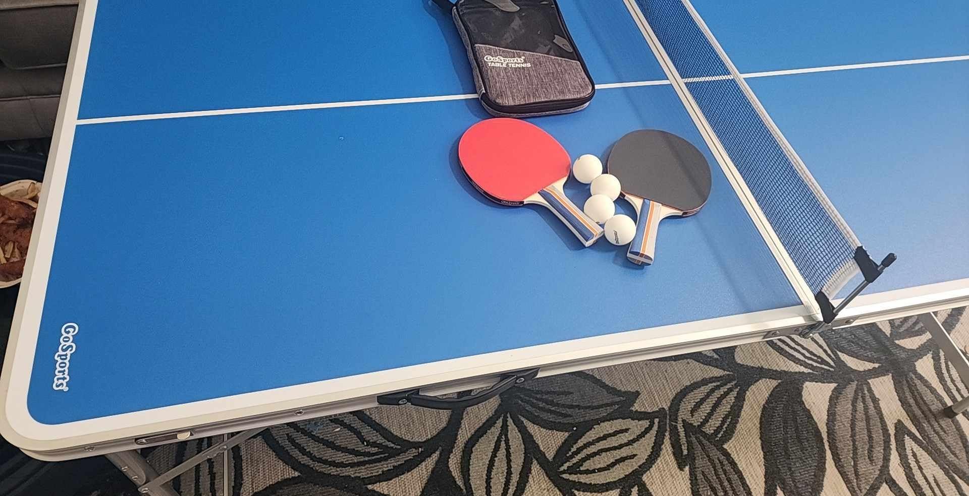 GoSports 6 x 3 ft Mid-Size Table Tennis Table Set with Adjustable Height - Green or Blue customer photo 1