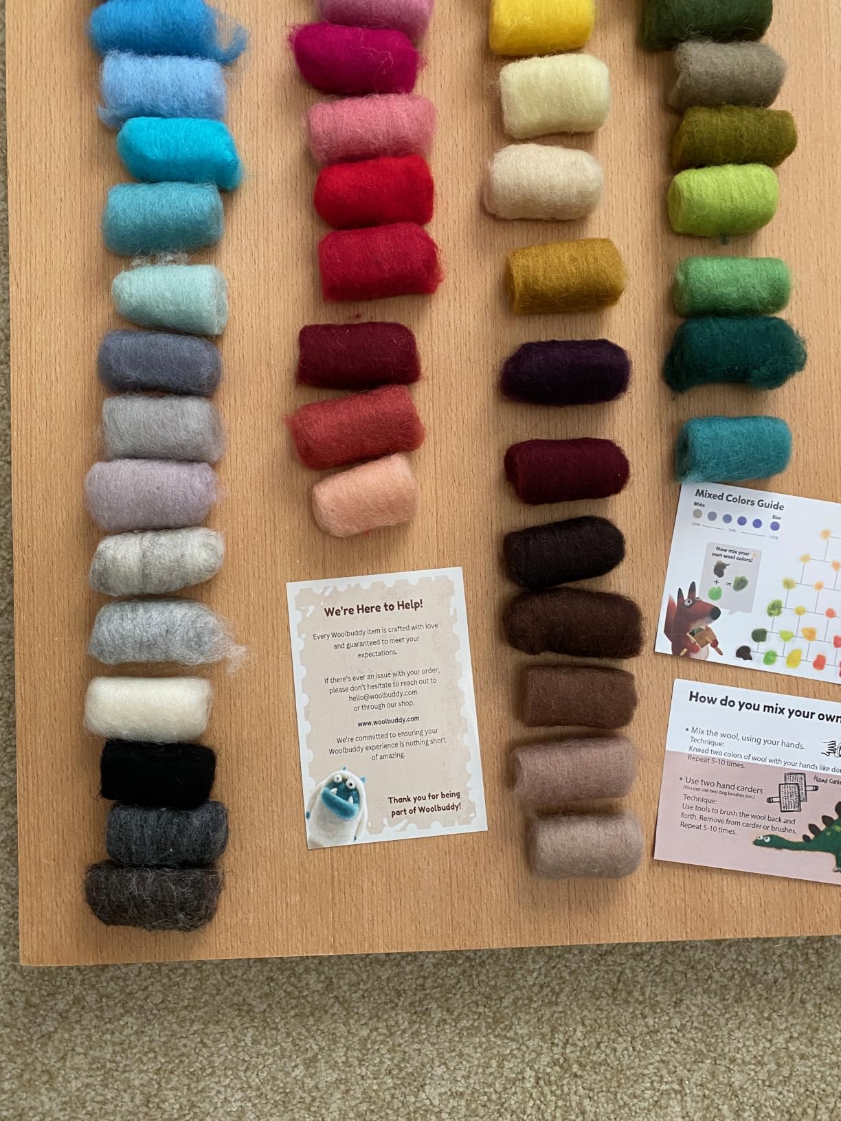 Woolbuddy Needle Felting Kit 40 Colors Wool Roving for Adults & Beginner | Multi-Color Natural Wool Roving Kit with Instruction, Premium Corriedale Wool for Needle & Wet Felting, Holiday Handmade Gift customer photo 1