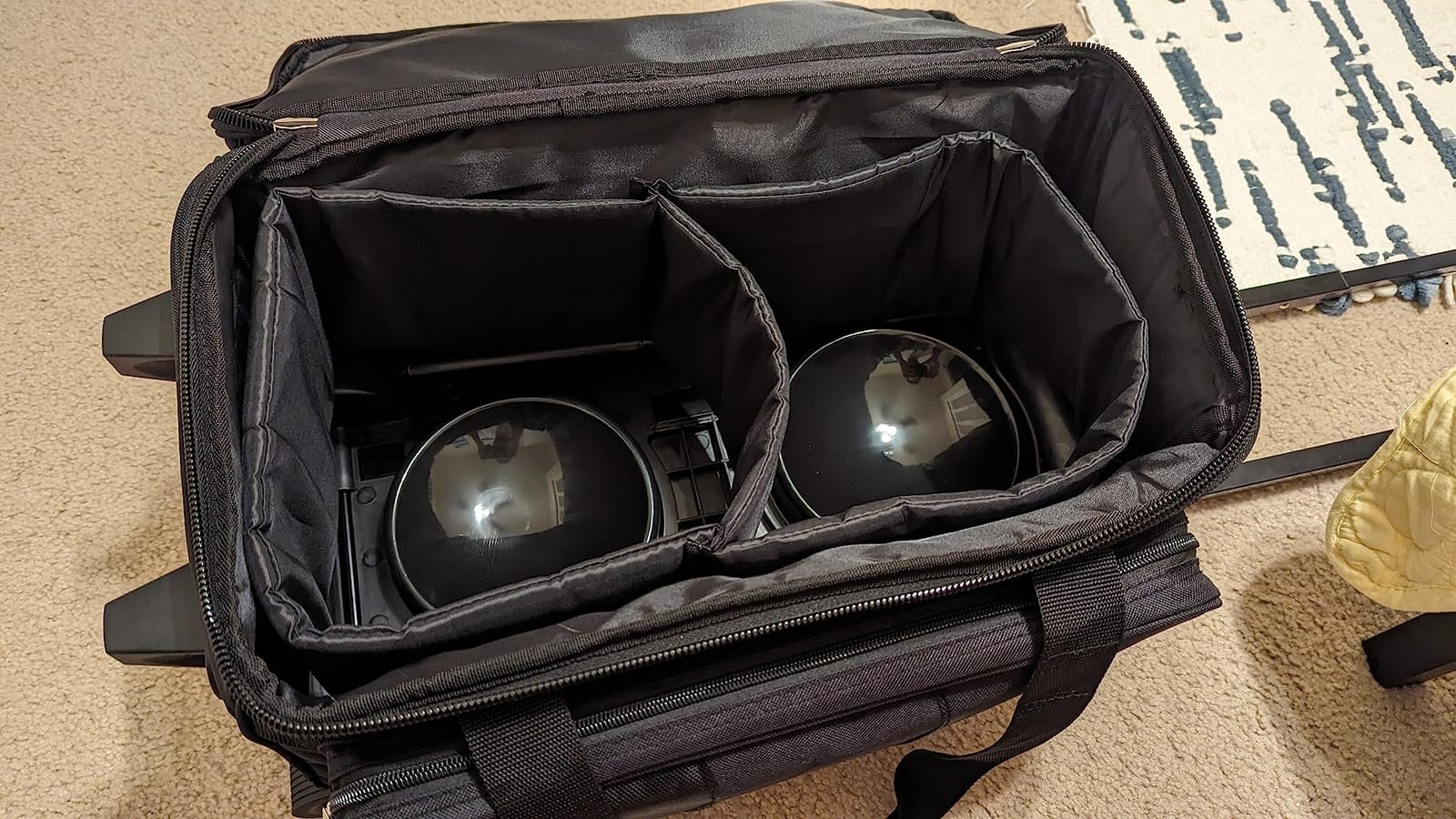 Pyramid Deluxe Double Roller 2 Ball Bowling Bag with Large Separate Shoe Compartment (Up To 2 Pairs Of Shoes) and Accessory Pockets, Sturdy Square Handle - Extends to 40
