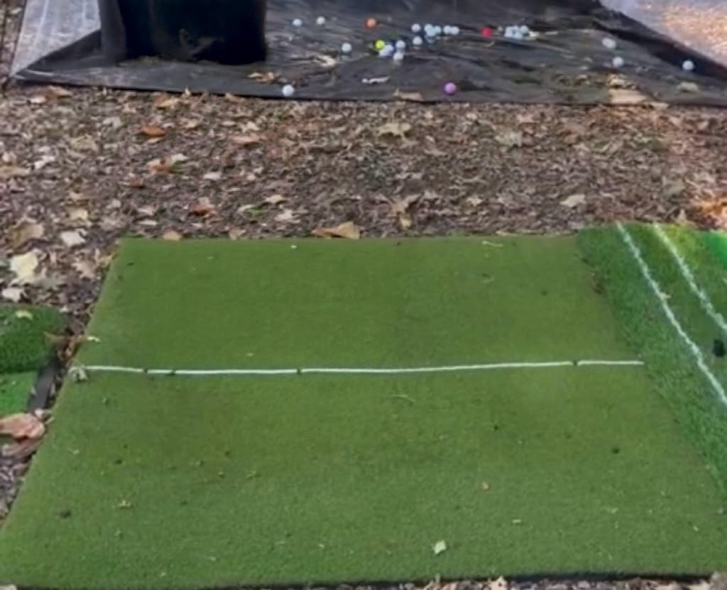 Premium Dual-Turf 5x4ft Golf Mat: 21MM to 50MM High-Elasticity Base Upgraded Golf Hitting Mat, Alignment & Angle of Approach Aid, Indoor/Outdoor Practice customer photo 2