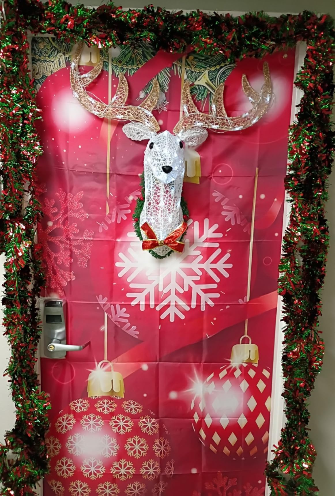 Hourleey Lighted Christmas Wall Decoration Reindeer Head, 32