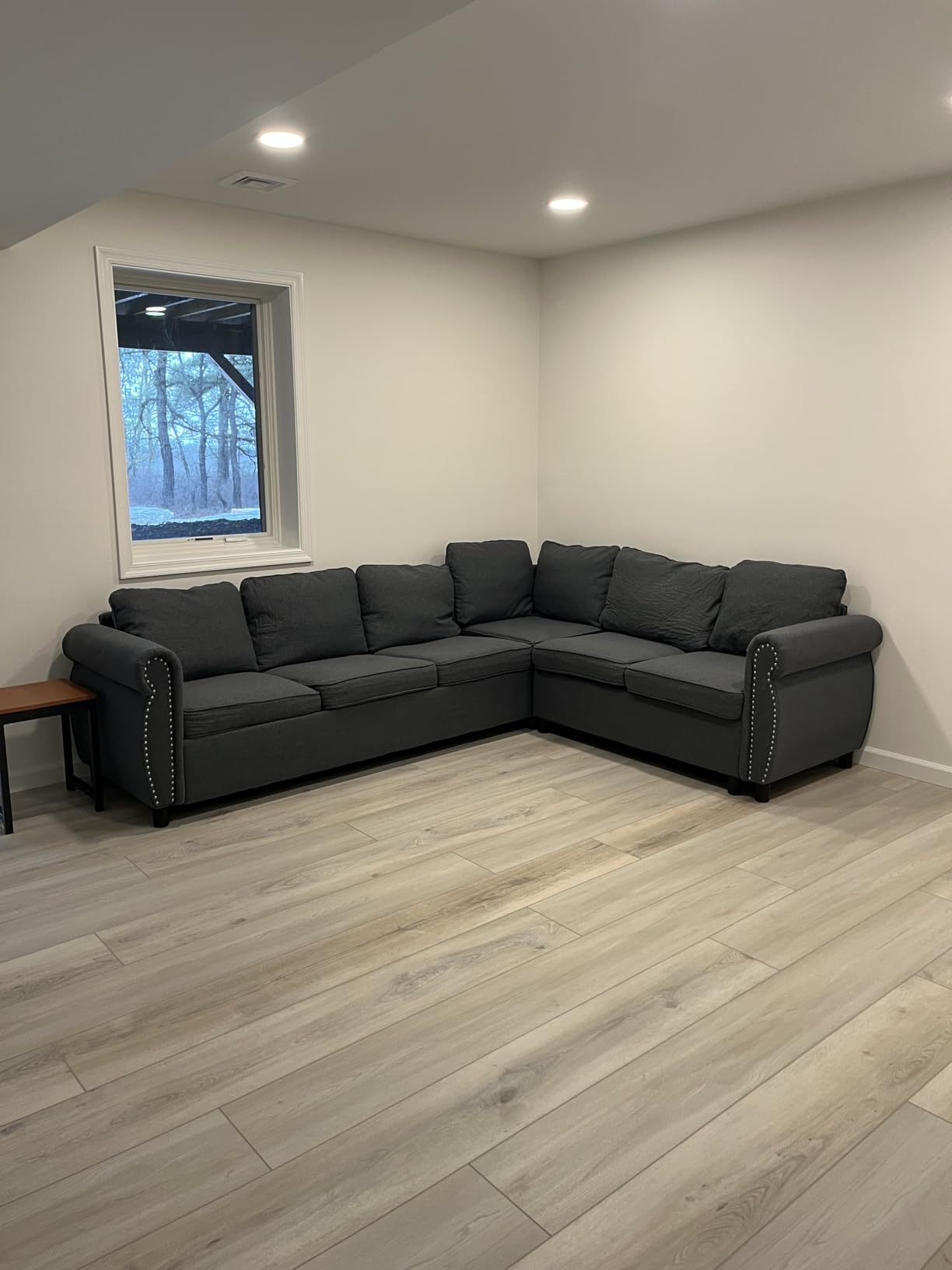 6-Seater L-Shaped Sectional Sleeper Sofa King Size, Pull Out Couch, Grey | Built-in King Mattress, 71.85