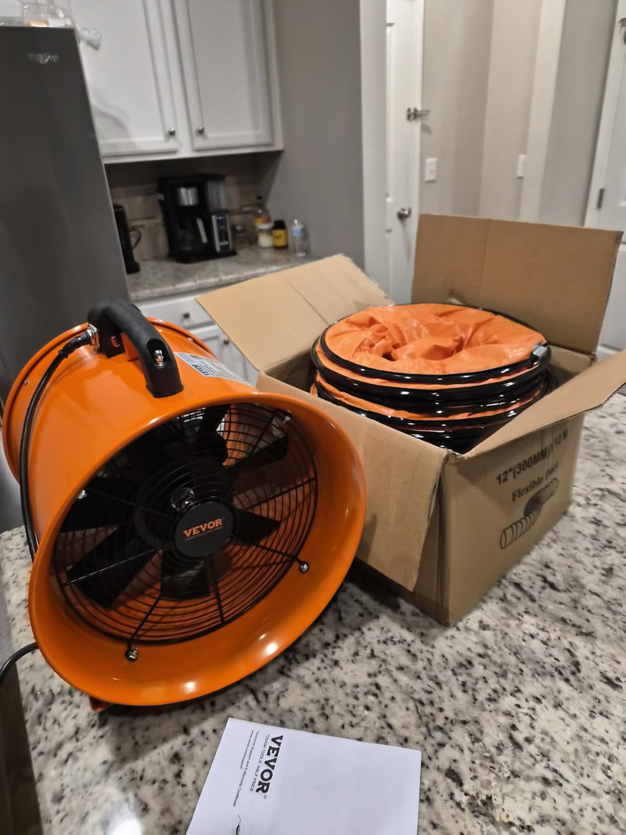 VEVOR Air Mover Blower Fan 10 Inch, 1893CFM 380W with 16.4ft Flexible Duct, Industrial Portable Ventilator Blower/Exhaust customer photo 1