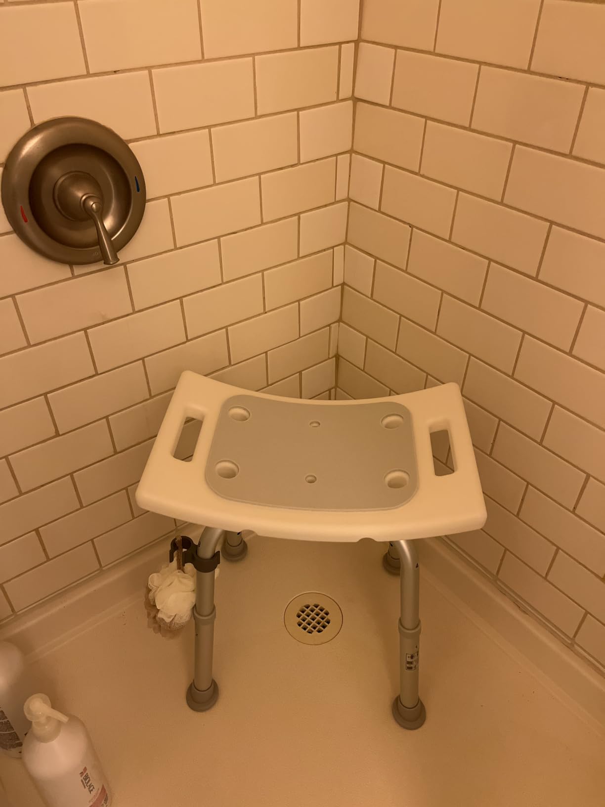 HOMLAND Shower Chair for Inside Shower, Adjustable Height Shower Stool | Shower Seat for Inside Tub Bathroom Bench Bath Chair for Elderly and Disabled, Lightweight Aluminum Frame - Light Blue customer photo 2