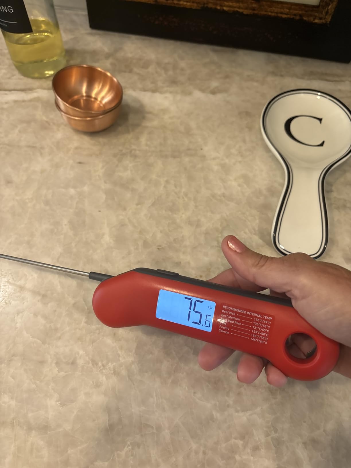 ThermoMaven 0.5 Sec Professional Meat Thermometer Digital, ±0.5°F Accuracy | NIST&NSF Certified, IP67 Waterproof, Auto-Rotating Backlit Display, Lift-to-Wake, for BBQ/Cooking/Candy, Red&Gray customer photo 2