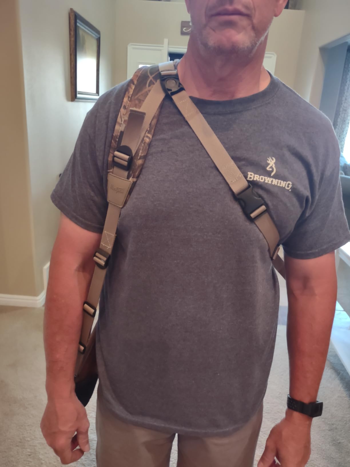 HUNTPAL Stalker Sling for Rifle Shotgun, Tactical Hands-Free Gun Sling | Removable Swivels, Quick Release & Crossbody Stabilizing Cord, Neoprene Padded, Universal Outdoor Hunting Gun Strap customer photo 1