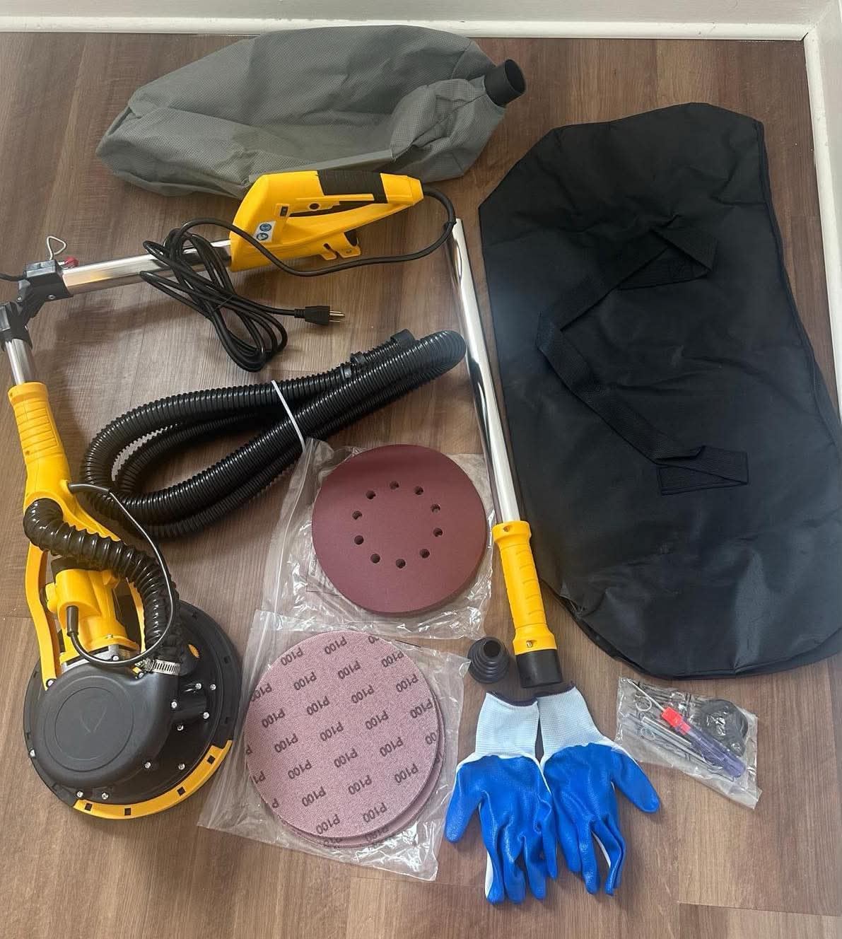 Drywall Sander Tool, KUPERIA 8.5 Amp Popcorn Ceiling Removal Tool, Yellow, 7 Variable Speed 800-1800RPM, Electric Drywall Sander with Extendable Handle, LED Light, 6 Basic Sand Paper & 6 Grid Sandpaper customer photo 1