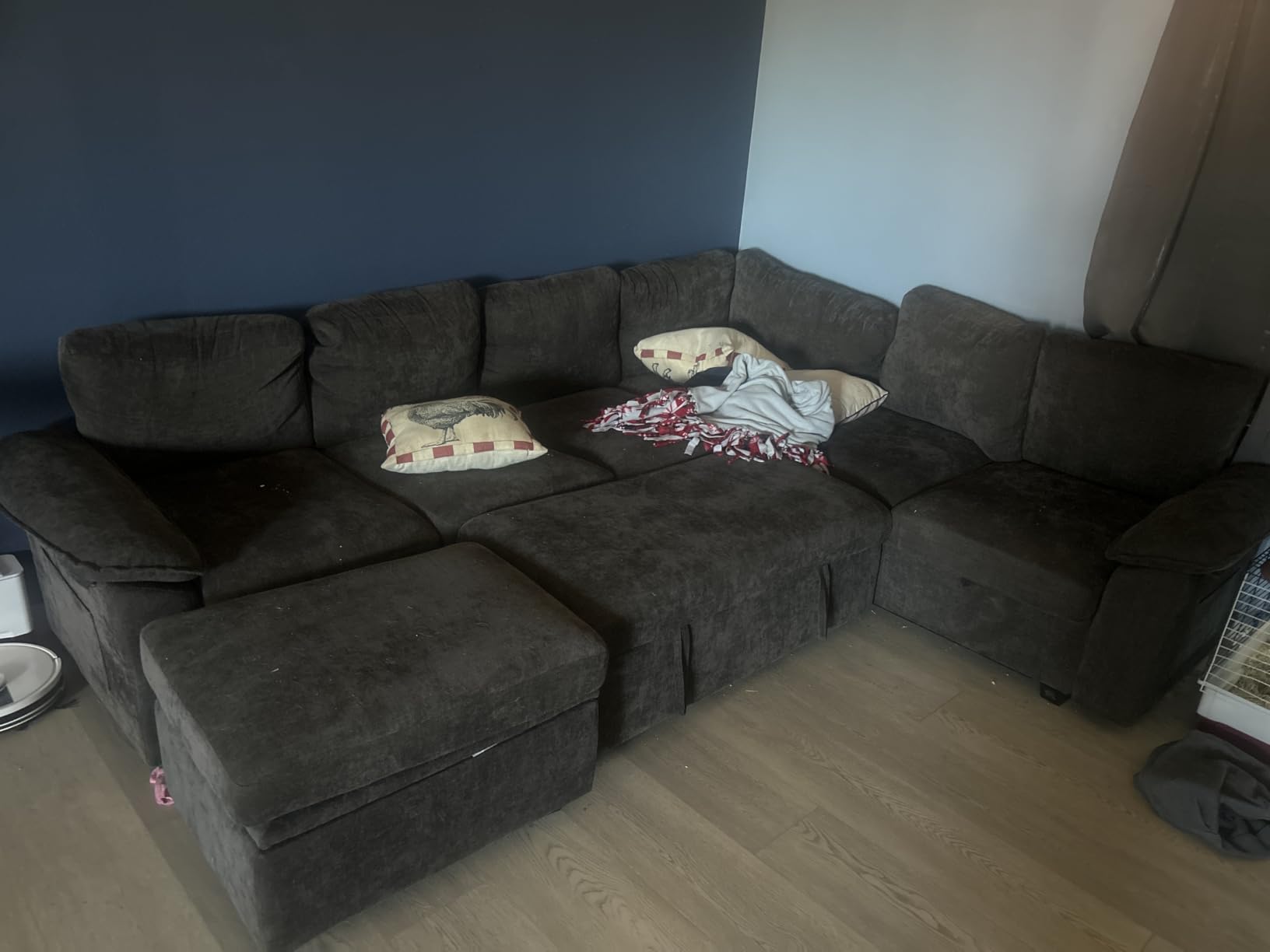 108'' Modular Sectional Sofa with Pull Out Bed, Sleeper Sofa, Dark Gray | U Shaped 7 Seat Sectional Couches for Living Room, Cloud Modular Couch with Storage, Pull Out Couch, Removable Sofa Cover customer photo 1