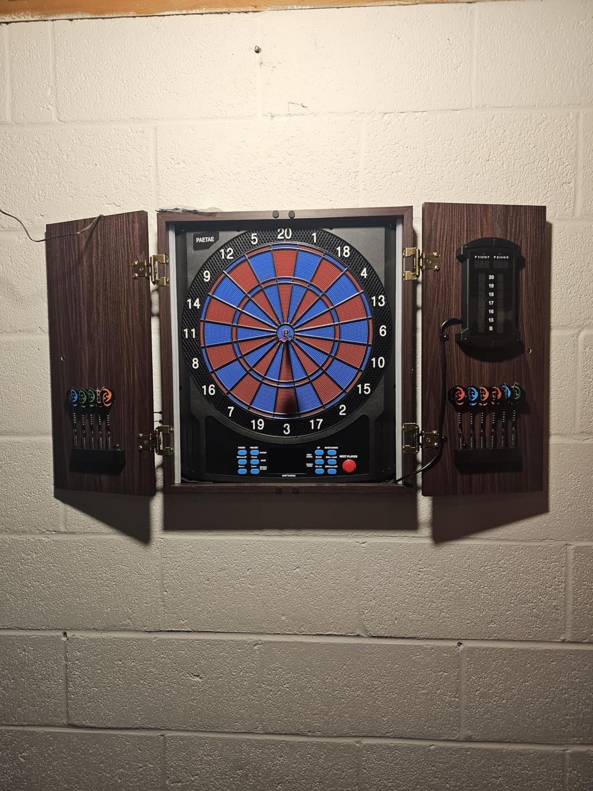 Electronic Dart Board Wooden Cabinet Set, Electric Dart Boards for Adults | Soft Tip Dartboard with Light Strips, Large Cricket Display, Automatic Scoring, 12 Darts, 45 Games & 474 Variations customer photo 1
