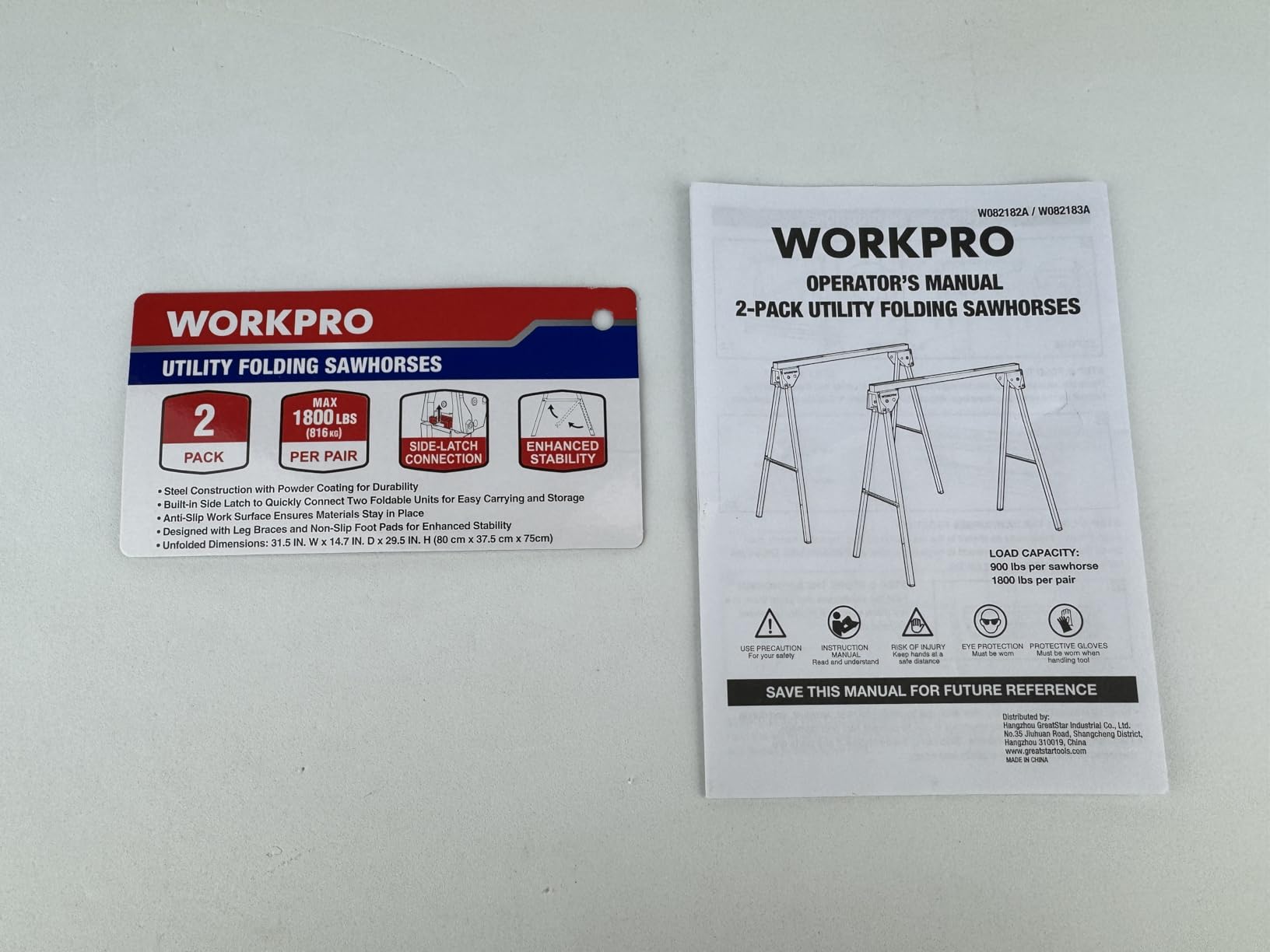 WORKPRO Folding Saw Horses 2 Pack, Heavy Duty Metal Sawhorse Supports 1800 lbs per Pair customer photo 1