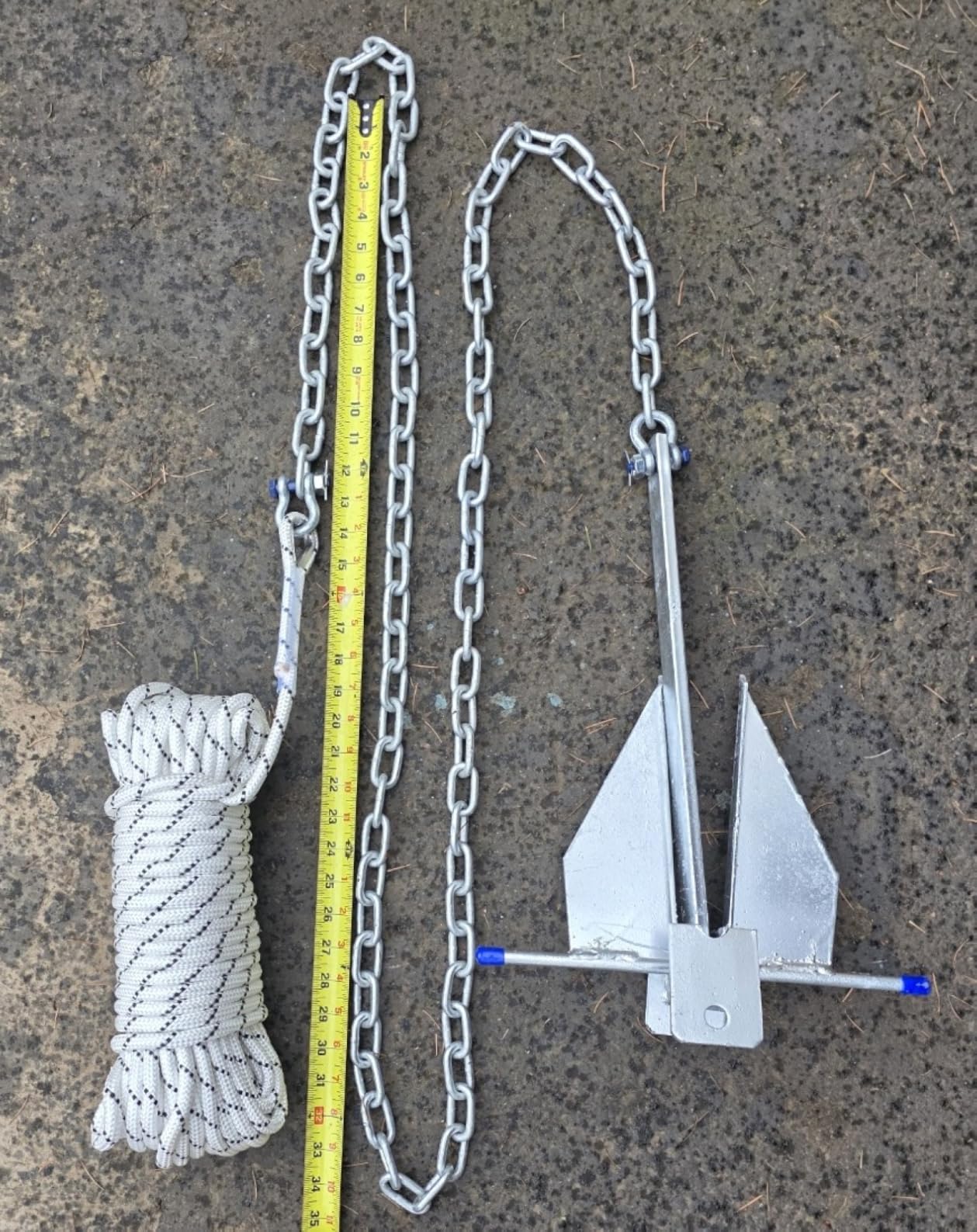 5/8/10/13/18/25 Boat Anchor Kit with Chain, Rope and Shackles | Heavy Duty Danforth Anchor Kit, Hot-Dipped Galvanized Fluke Anchor, Fit for Boats Pontoon, Deck, Sailboat and Fishing customer photo 1