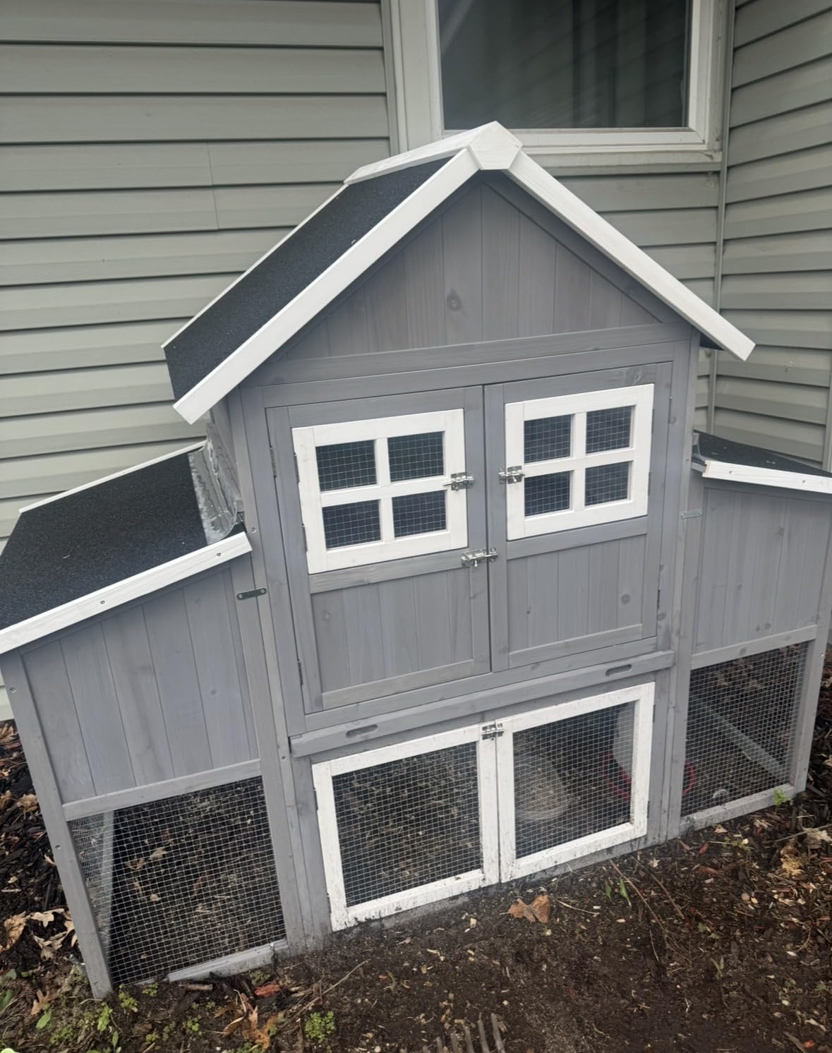 Large Chicken Coop for 6-10 Chickens, Outdoor Predator Proof Wooden Hen House Design with 2 Nesting Boxes and Weatherproof Roof, Easy to Clean Poultry Cage for Outsides customer photo 1