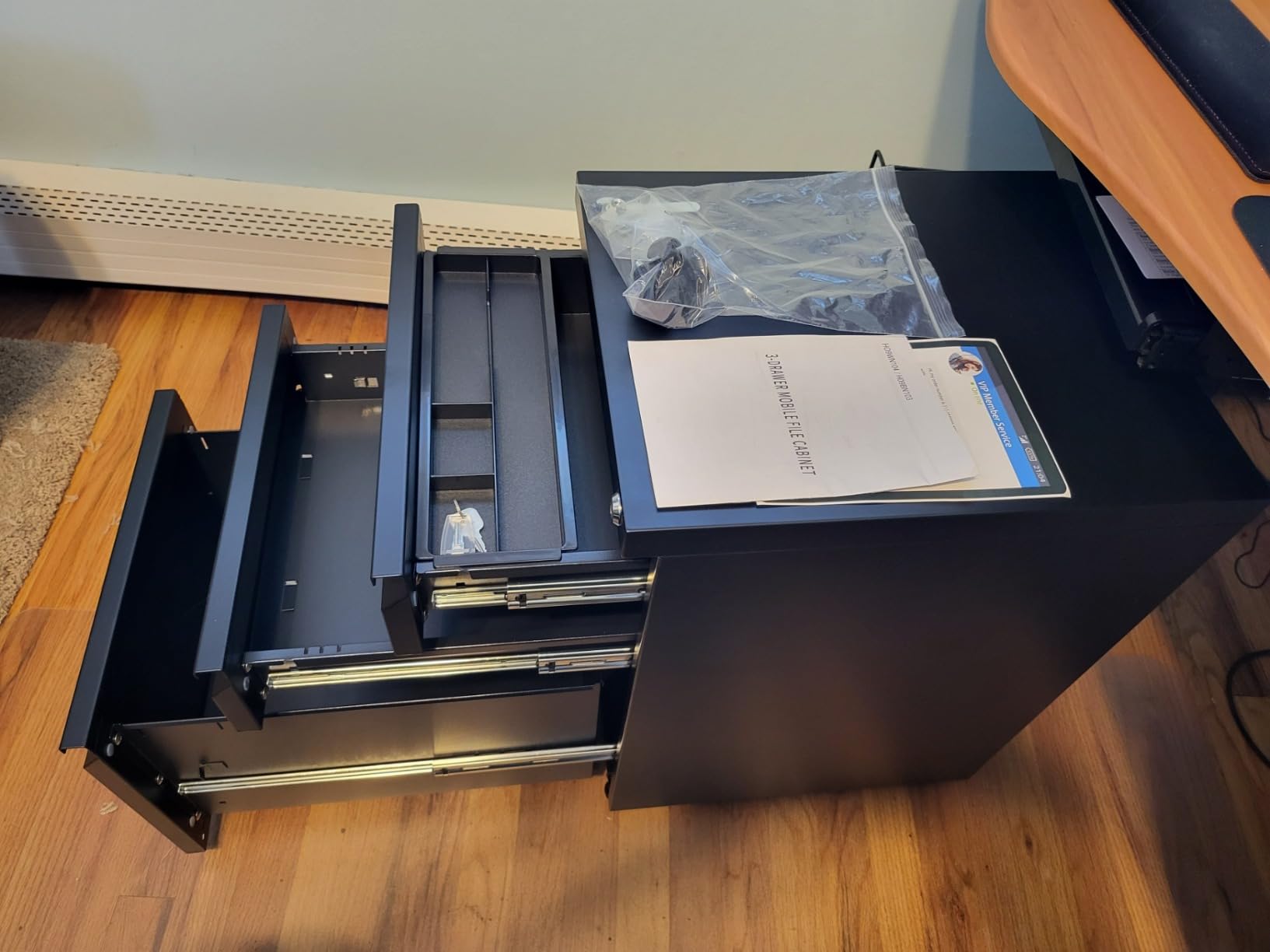 Greenvelly Lateral File Cabinet with Lock, 3 Drawer Metal Filing Cabinet for Home Office, Black Steel Lateral File Drawers, Wide Office File Cabinet with Hanging Bars for A4 Legal/Letter Size customer photo 2