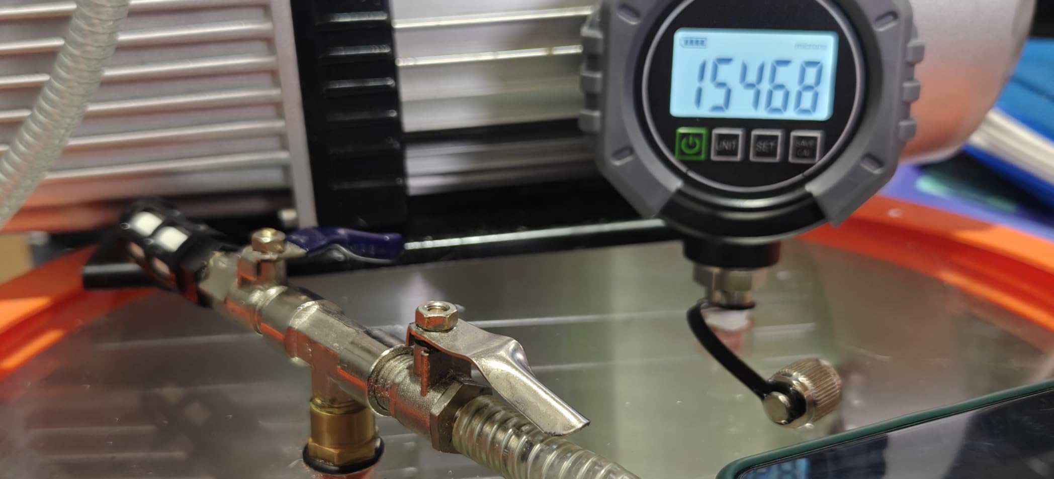 Digital Vacuum Gauge HVAC Micron Gauge Tester 0-75000 Microns | HVAC Vacuum Pressure Gauge with Audible Alarm, 7/16-20 UNF 1/4