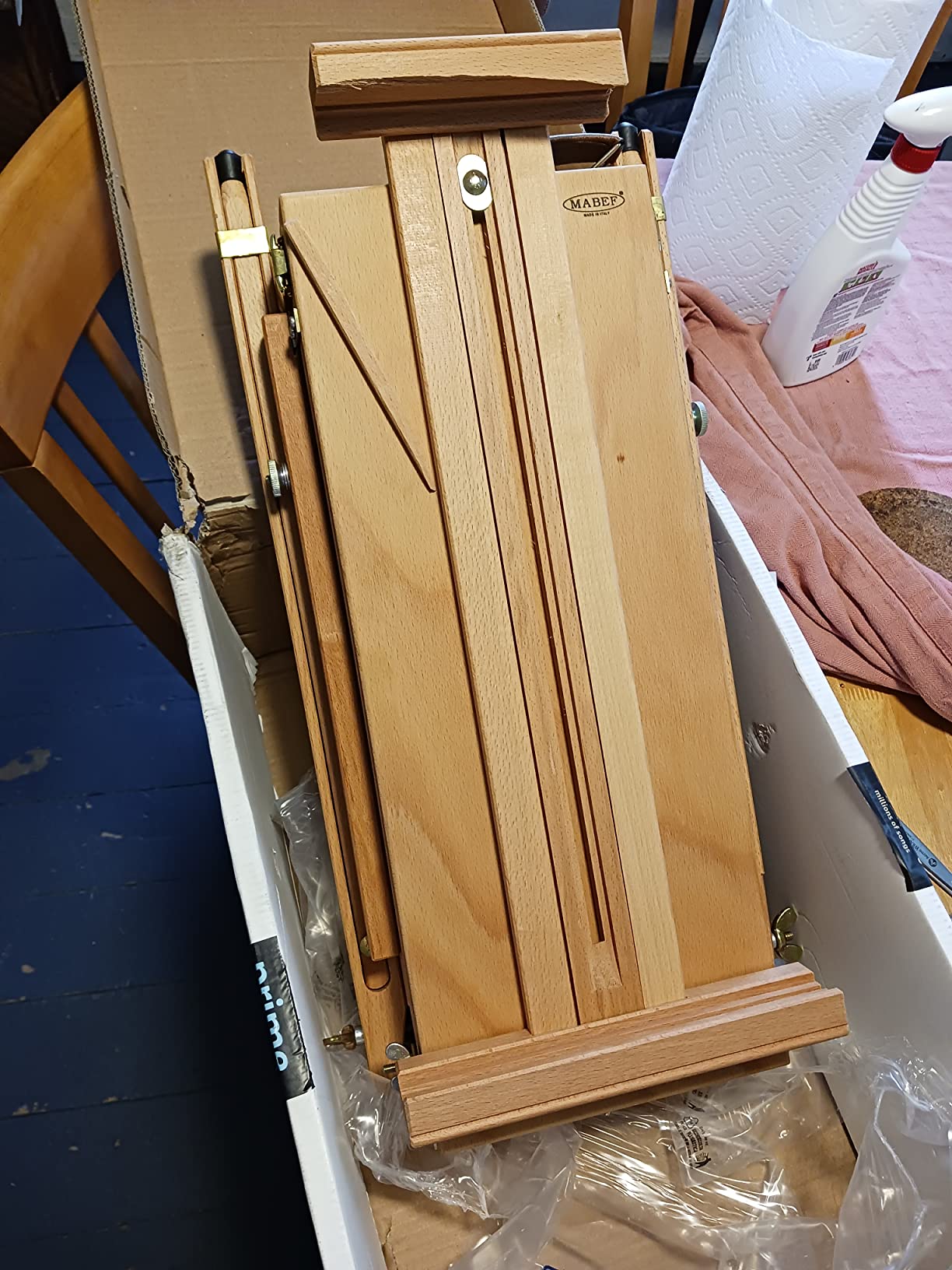 Mabef M22 French Sketch Box Easel, Portable Oiled Beech Wood Field & Studio Easel with Adjustable Canvas Angle, Built-in Storage Drawer, Palette & Leather Handle customer photo 1