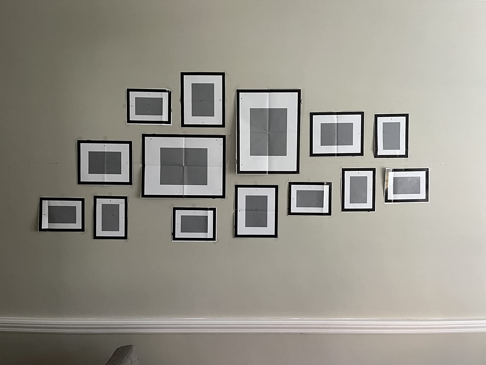 Gallery Perfect Multi-Size Picture Frame Set 7 Pack, Black Gallery Wall Frames with Hanging Hardware, Clear Glass - One 12x16, Two 8x10, Four 6x8 Matted Photo Frames for Wall Display customer photo 1