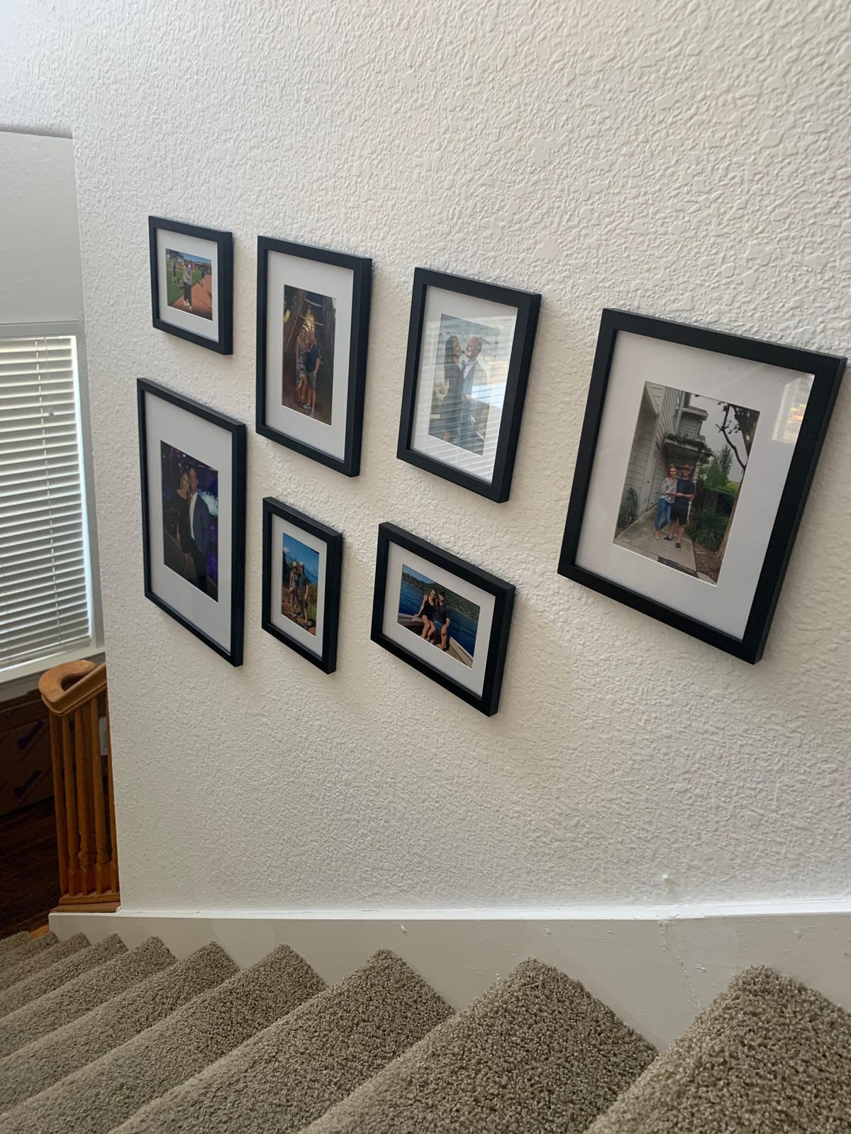 Gallery Perfect Multi-Size Picture Frame Set 7 Pack, Black Gallery Wall Frames with Hanging Hardware, Clear Glass - One 12x16, Two 8x10, Four 6x8 Matted Photo Frames for Wall Display customer photo 2