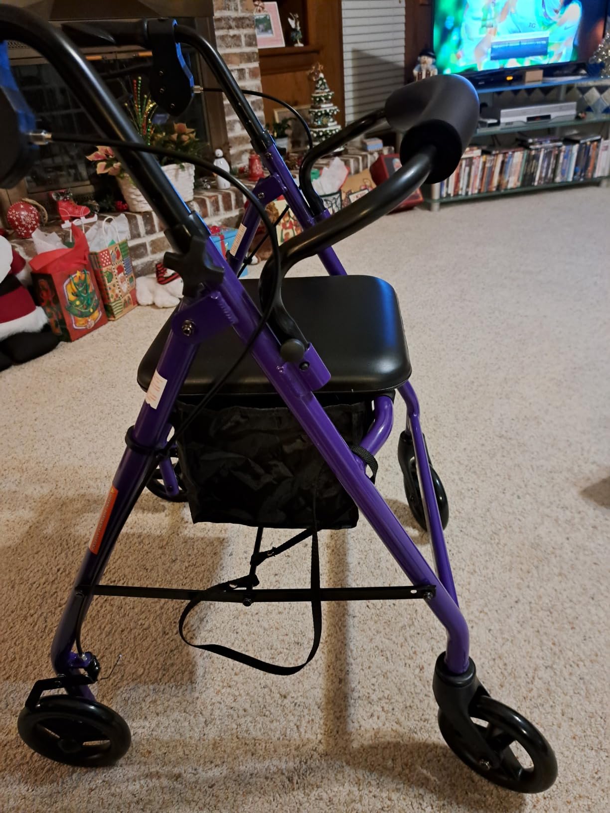 Medline Aluminum Rollator Walker with Seat, Purple, 250 lb. Weight Capacity, Lightweight, 6” Wheels, Foldable, Adjustable Handles, Rolling Walker for Seniors customer photo 1