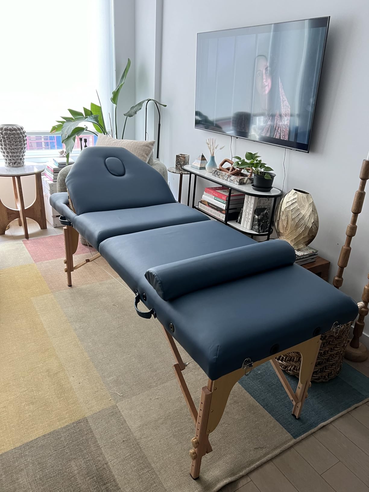 Saloniture Professional Portable Massage Table with Backrest - Black customer photo 2