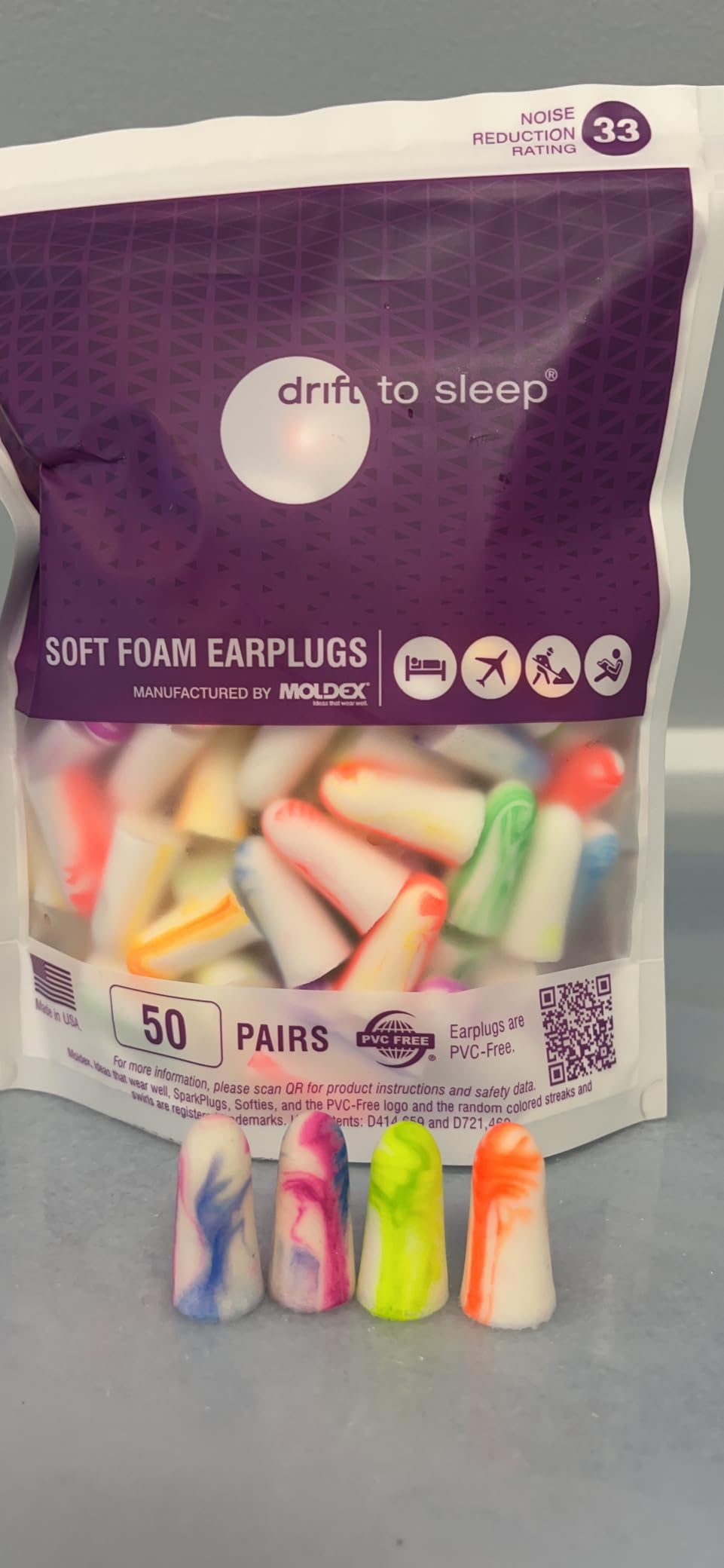 MOLDEX Soft Foam Earplugs Softies® Ear Plugs for Sleeping, Snoring, Work, Travel, Shooting -33dB Highest NRR Made in USA (Multi Color, 50 Pairs) customer photo 1