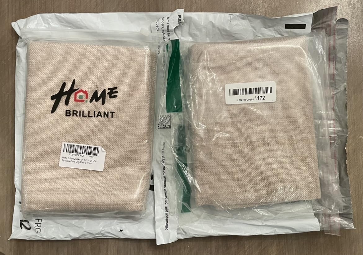 Home Brilliant Burlap Pillow Covers Set of 4 Lined Linen Square Throw Pillow Case Cushion Covers for Sofa Couch Bench Living Room Holiday Decor, 18x18 inch, Natural Linen, Set of 4 customer photo 1