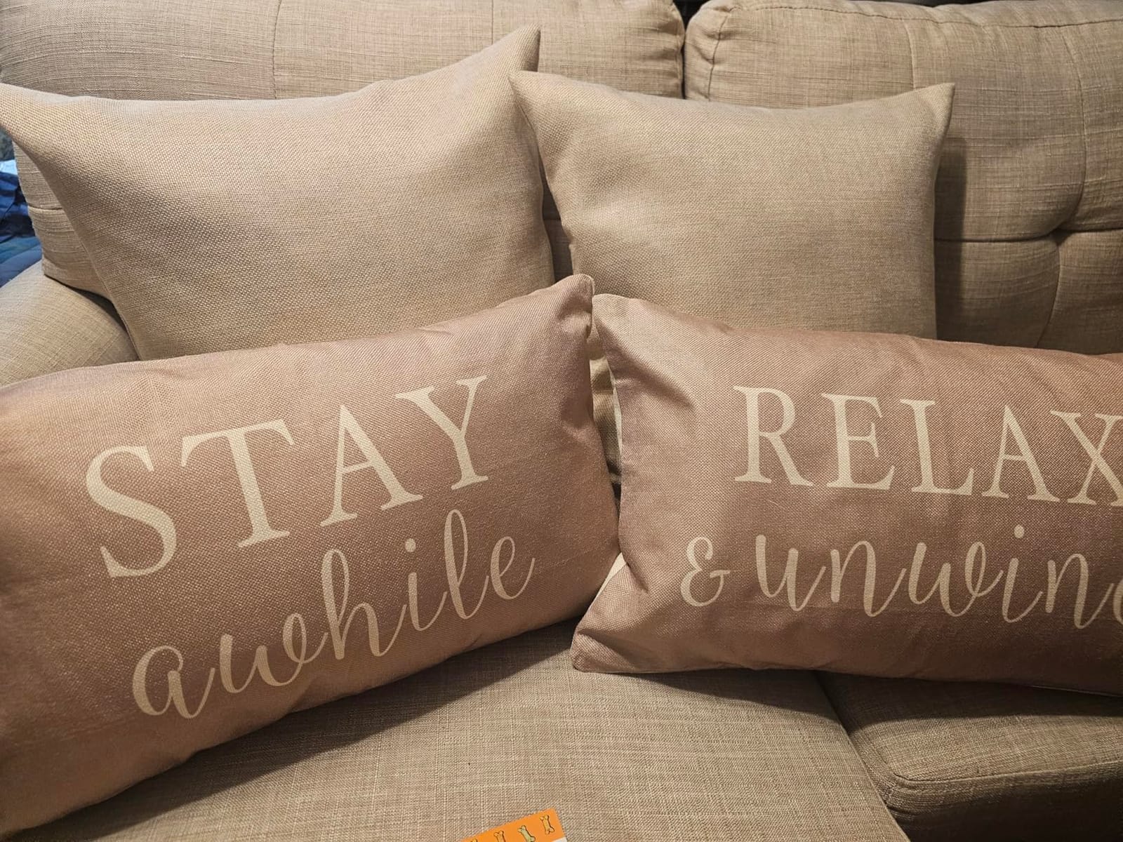Home Brilliant Burlap Pillow Covers Set of 4 Lined Linen Square Throw Pillow Case Cushion Covers for Sofa Couch Bench Living Room Holiday Decor, 18x18 inch, Natural Linen, Set of 4 customer photo 2