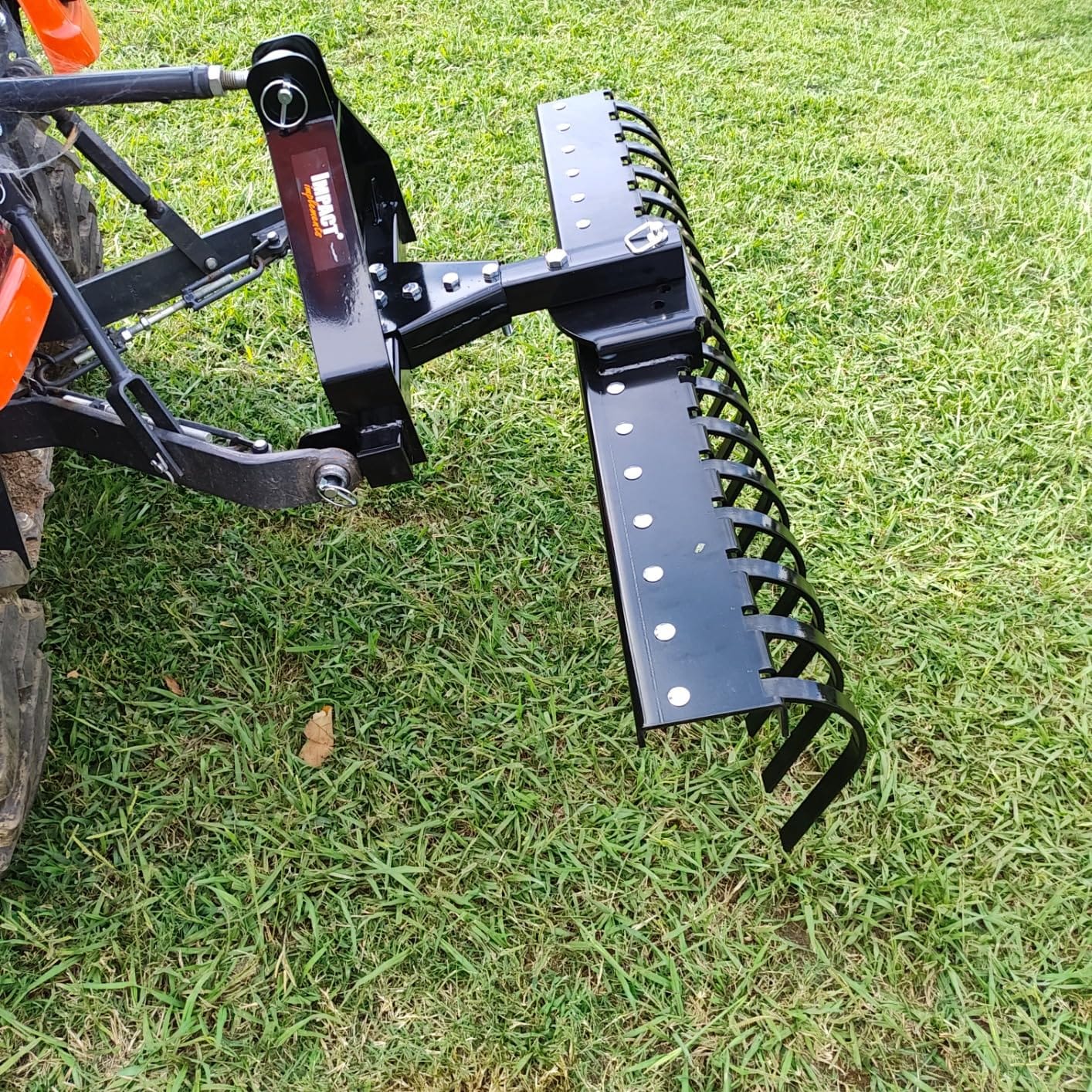 IMPACT IMPLEMENTS® Cat-0 Agricultural Field Landscape Rake with Spring Steel Tines for Quick Clearing of Field Debris, Leaves, Thatch and More. customer photo 2