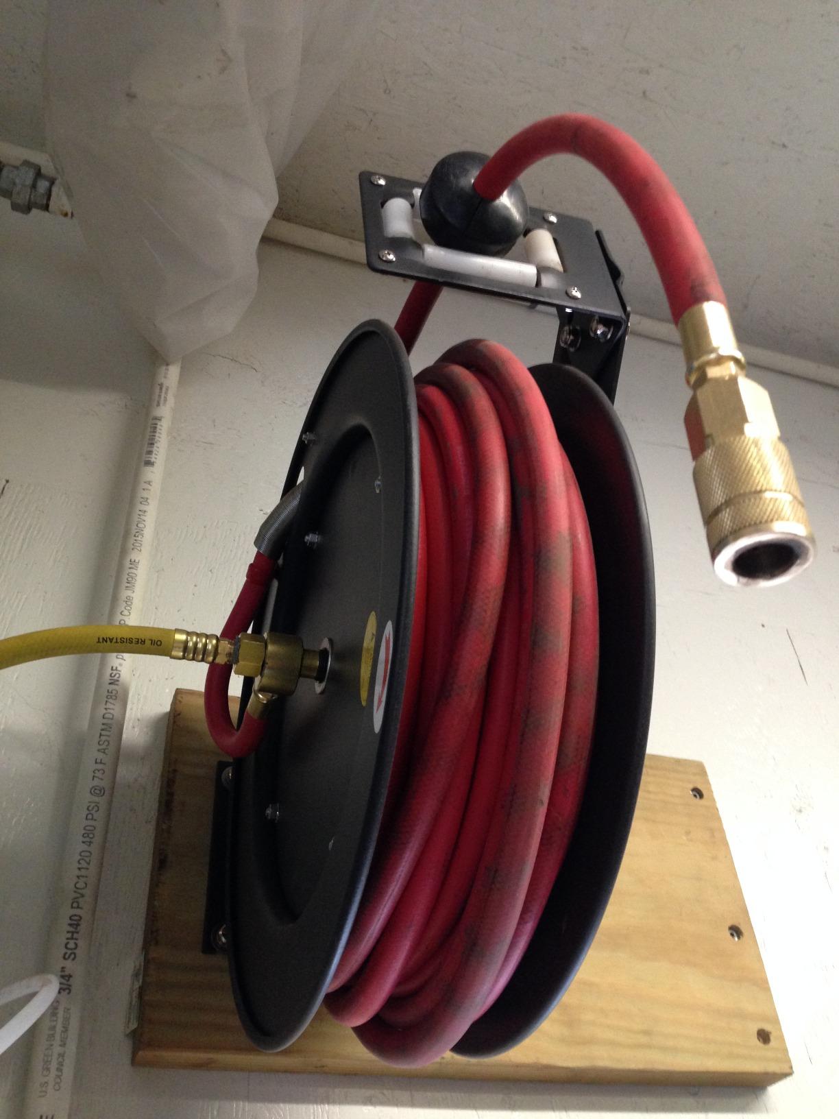 MaxWorks 50 Foot Auto Rewind Retractable Air Hose Reel with 3/8