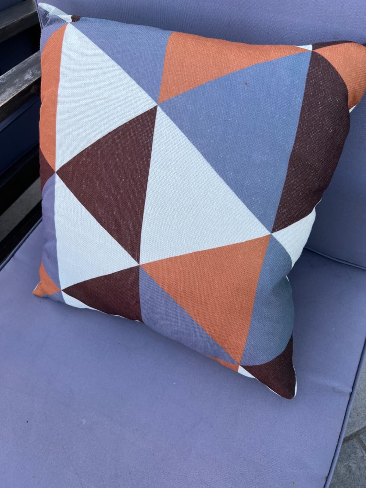 All Smiles Outdoor Pillow Covers 18x18 Set of 4, Colorful Geometry customer photo 1