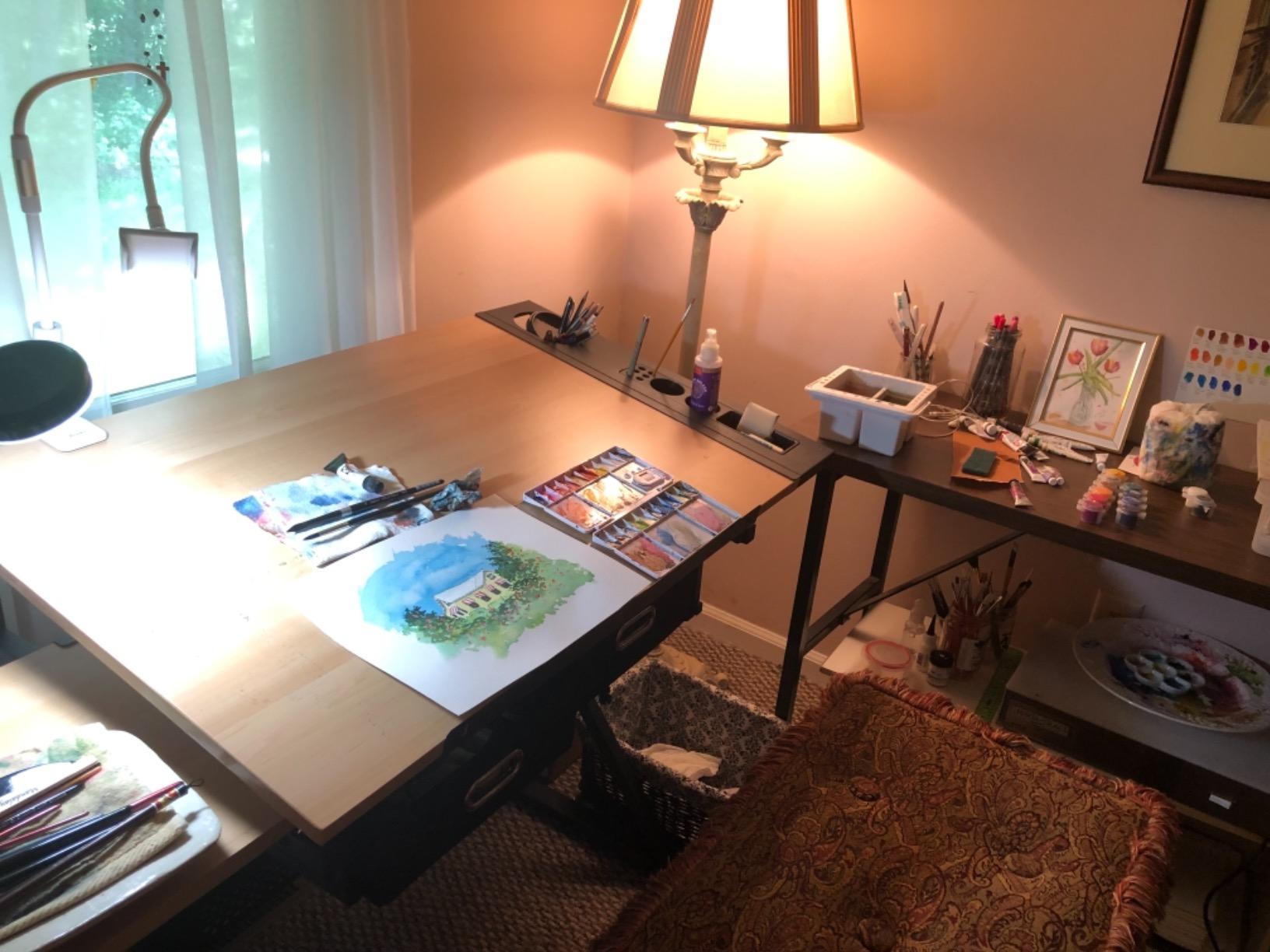 ZENY Drafting Table Art Desk Drawing Table Height Adjustable Artist Table with Tilted Tabletop, Drafting Stool and Storage Drawer for Reading, Writing, Crafting, Painting Art customer photo 2