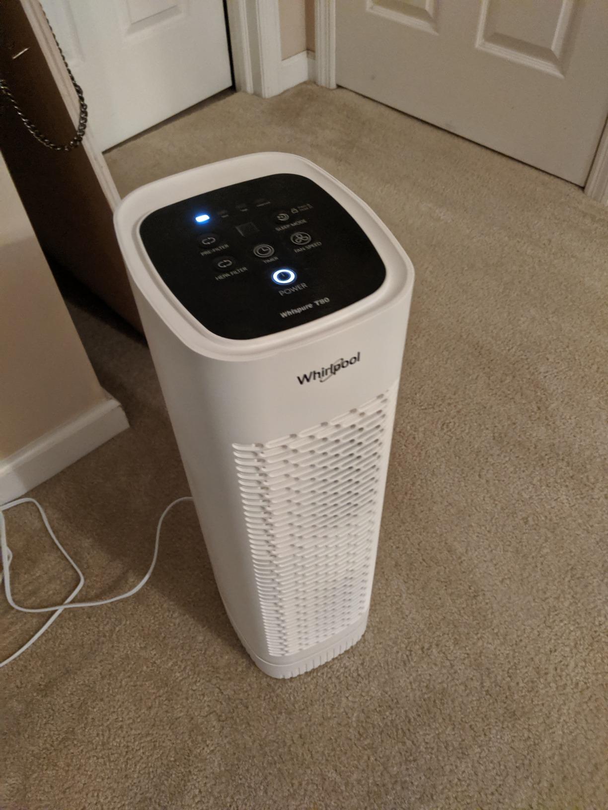 Whirlpool, WPT60B Whispure True Hepa Air Purifier, Activated Carbon Advanced Anti-Bacteria, Ideal for Allergies, Odors, Pet Dander, Mold, Smoke, Wildfire, and Germs, Medium, Black customer photo 2