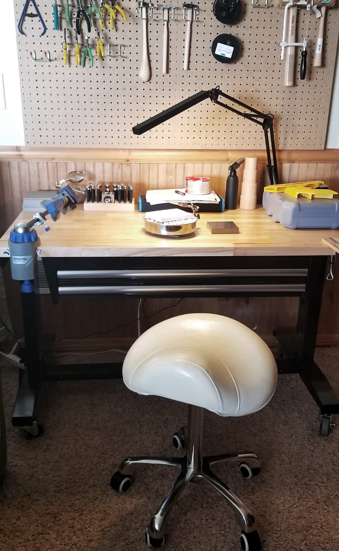 Antlu Saddle Stool Rolling Chair for Medical Massage Salon Kitchen Spa Drafting,Adjustable Hydraulic Stool with Wheels (Without Backrest, Black) customer photo 2